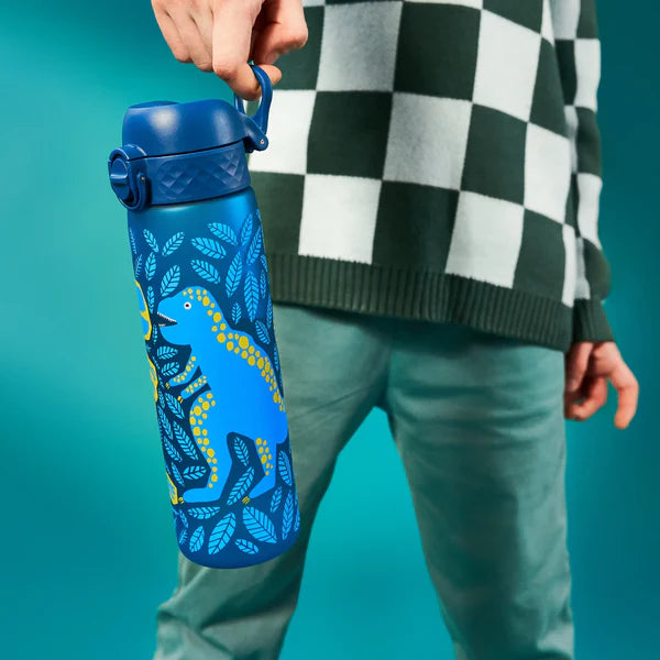 Ion8 Slim 500ml Leak Proof Water Bottle with Dinosaur Design - Perfect for School, Gym, Hiking & Outdoor Activities