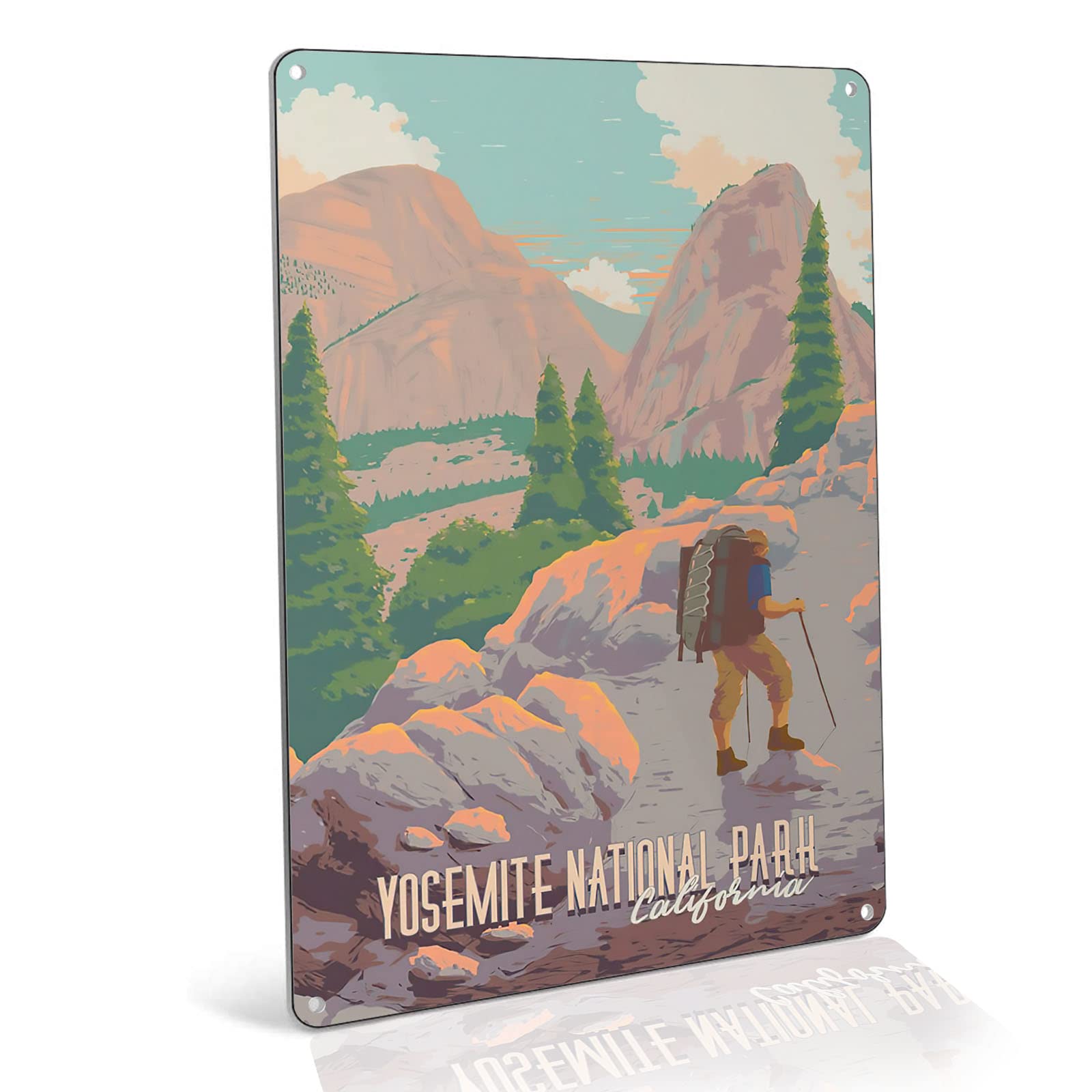 Black Metal Wall Art Poster - National Park & California USA Travel Print - 12x16 Inch Metal Wall Decor for Bedroom, Bathroom, Living Room - Perfect for Rock Climbing Enthusiasts & Home Interior Design