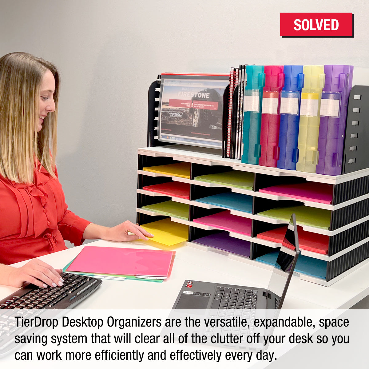 12-Slot Desktop Organizer with Vertical & Hanging File Topper | Modular Letter Tray Sorter for Documents, Books & Binders | Perfect for Office, Home & School Organization