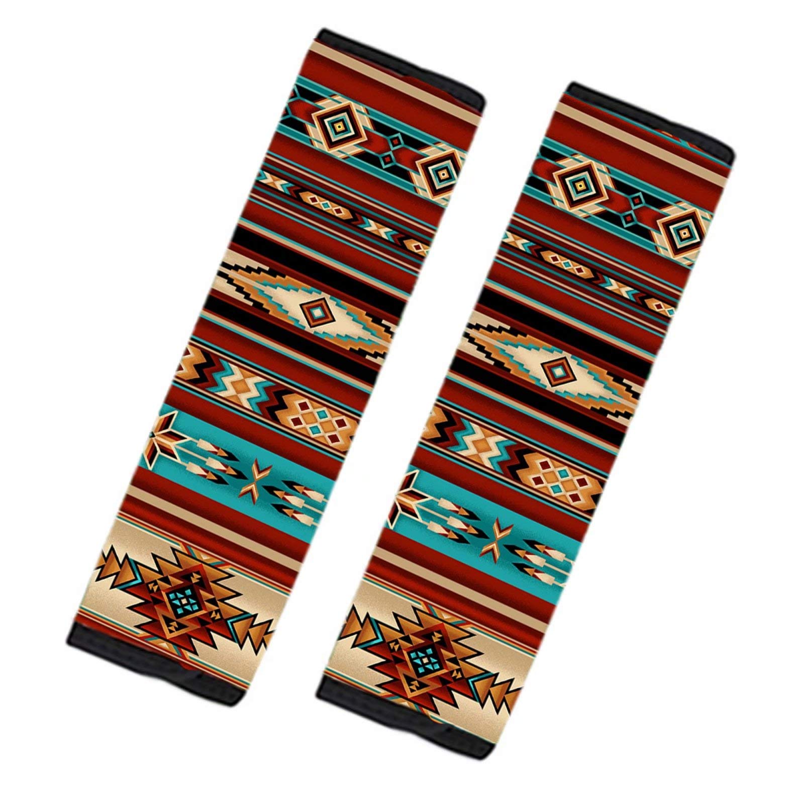 Pensura Soft Car Seat Belt Cushions - 2 Pack Shoulder Pads for All Vehicles | Native American Tribal Aztec Print Fashion Seatbelt Covers | Comfort for Long Drives & Road Trips
