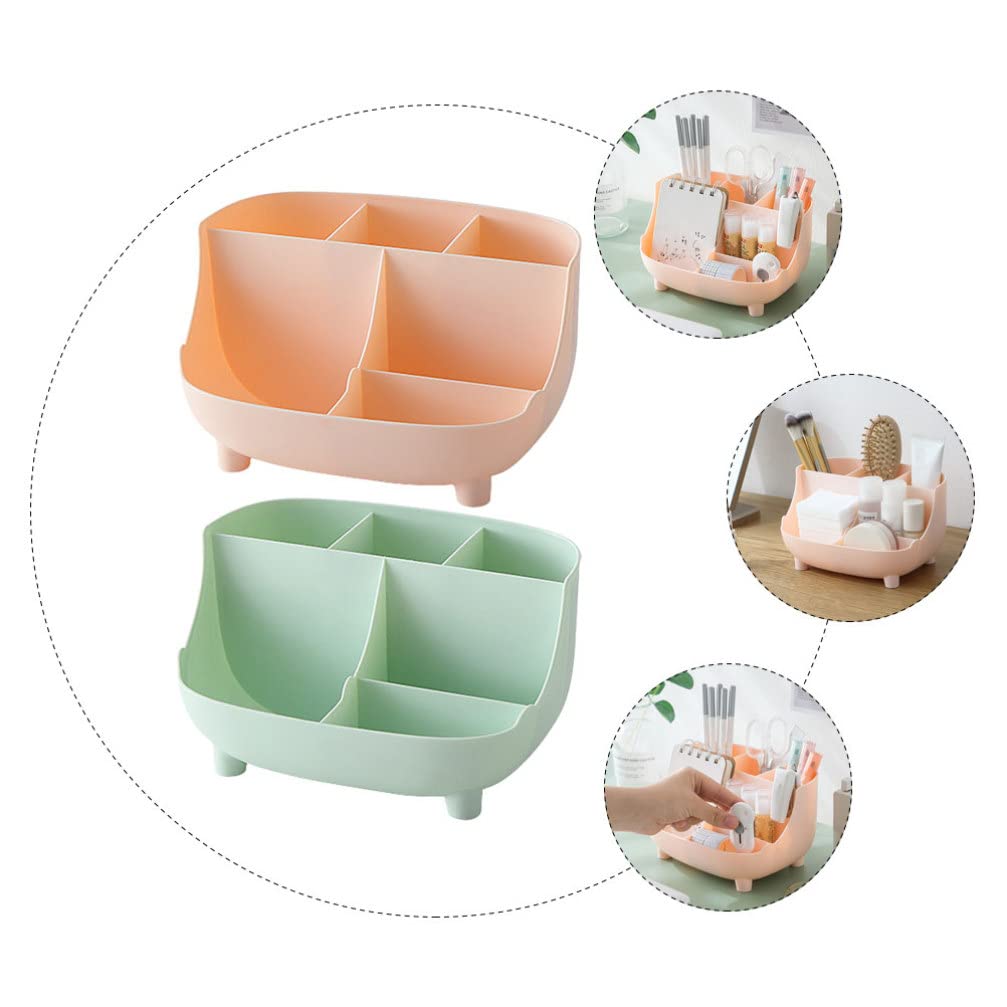 Beaupretty 2-Piece Plastic Cosmetic Storage Box Set - Makeup Organizer, Bathroom Toothbrush Holder & Desk Tray for Cellphone - Multifunctional PP Storage Bin for Home, Office, and Travel Organization