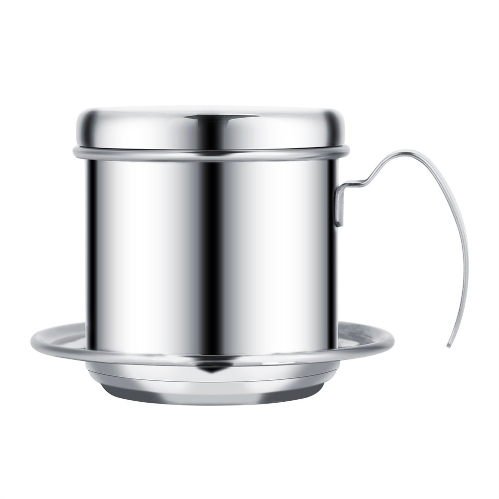 Premium Vietnamese Coffee Drip Filter Maker - Stainless Steel Pour Over Coffee Dripper - Portable & Reusable for Home, Office & Camping - Perfect for Authentic Phin Coffee Brewing (Silver)