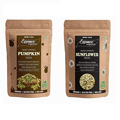 Organic Pumpkin Seeds & Sunflower Seeds Combo - 500g Each | Non-GMO, Gluten-Free Superfood Snacks | Perfect for Salads, Baking & Healthy On-the-Go Nutrition