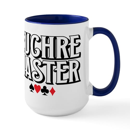 White/Navy Inside - Euchre Master Mugs