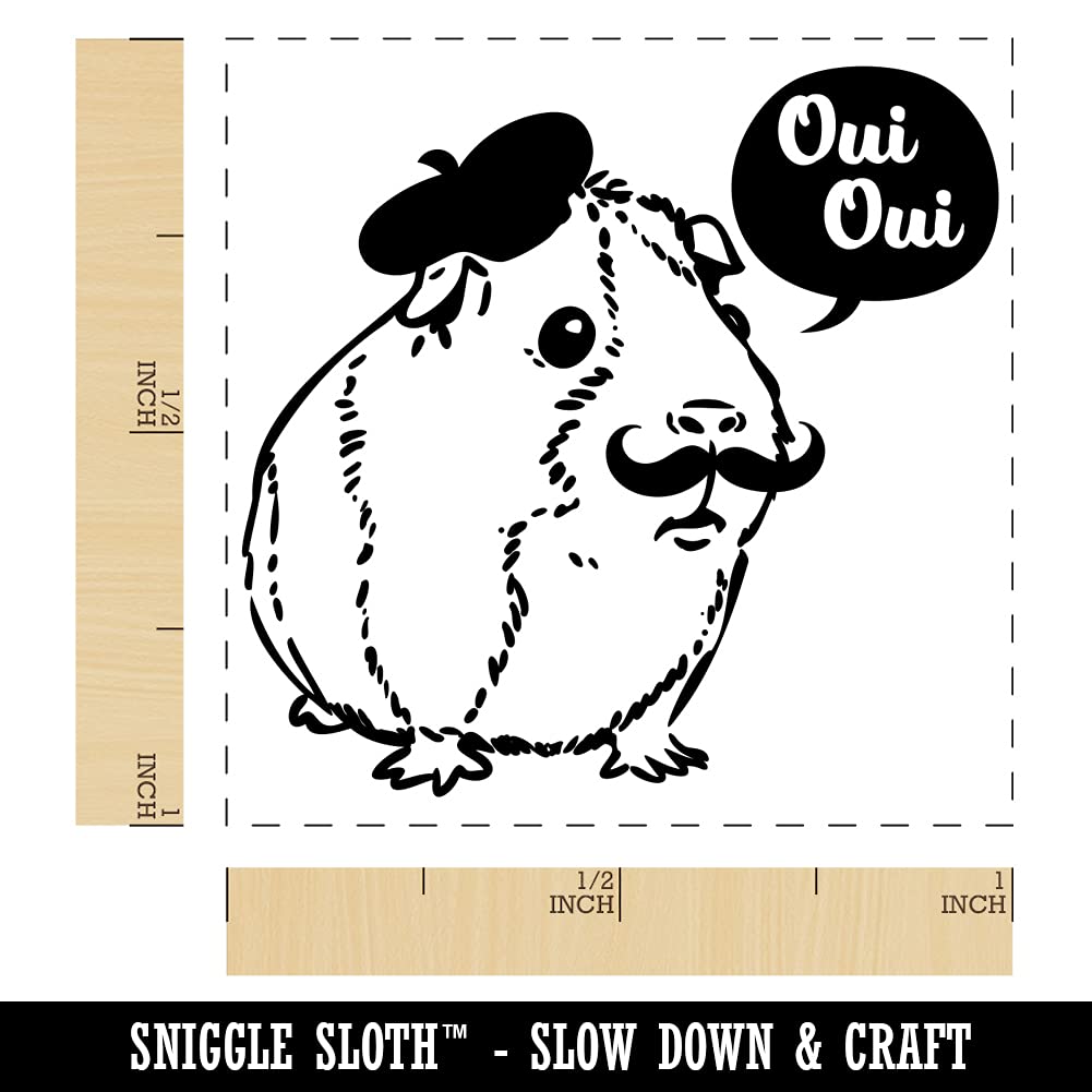French Guinea Pig Oui Oui Self-Inking Rubber Stamp - 1 Inch Small Stamp with Black Ink for Crafting, Scrapbooking & DIY Projects
