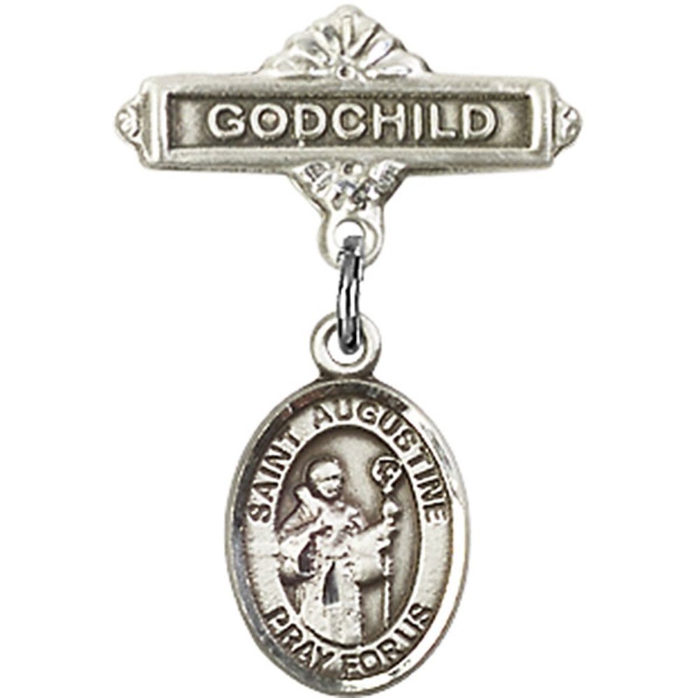 Bonyak Jewelry St. Augustine Sterling Silver Saint Medal Charm - 1 X 5/8 Inch Religious Pendant for Godchild, Baptism Gifts & Catholic Jewelry - Perfect for Necklaces, Bracelets & Keepsake Jewelry