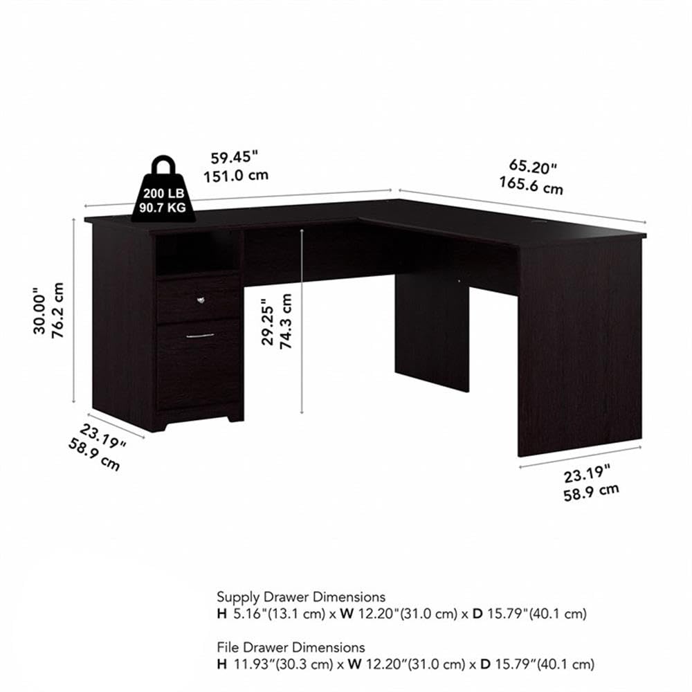 Atlin Designs 60 Inch Modern L-Shaped Wooden Desk with Storage Drawers - Espresso Oak Finish for Home Office & Gaming Setup