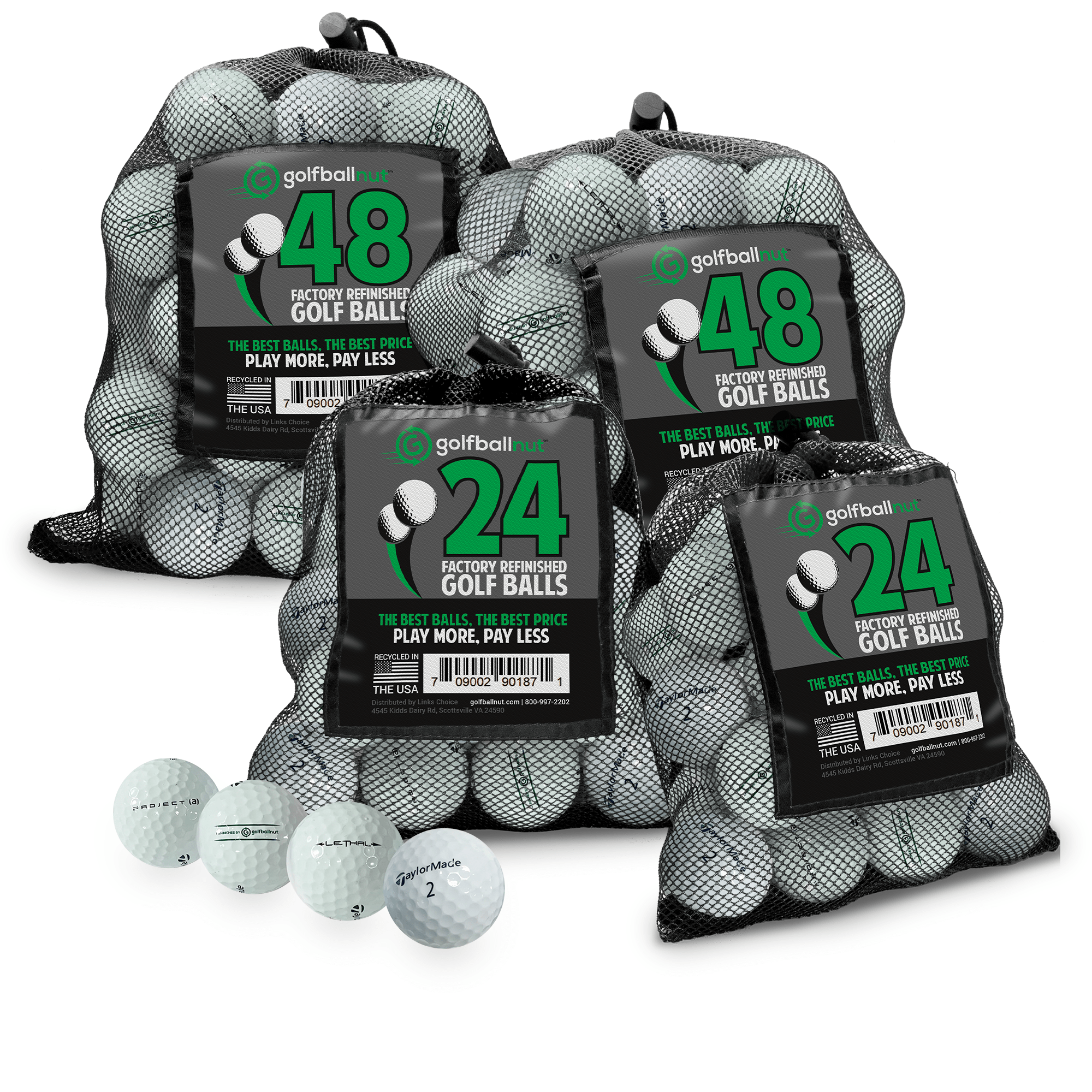 Premium Refurbished TaylorMade Tour Mix Golf Balls - 12/24/36 Pack Bulk Mesh Bags for Practice & Tournament Play | High Performance Recycled Golf Balls for Driving Range, Course & Training