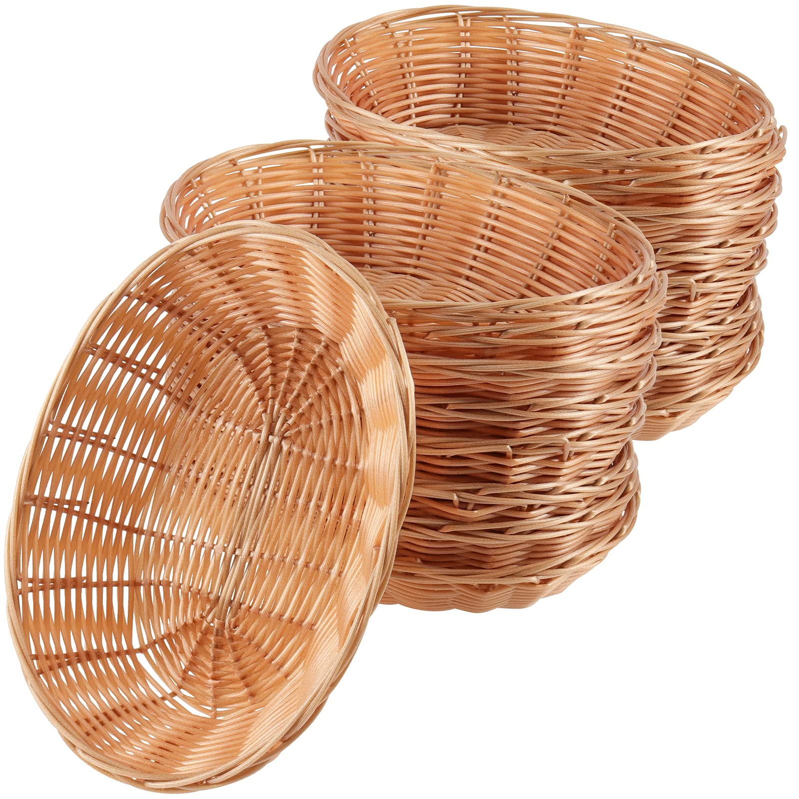 FUNSUEI 3-Pack Rectangular Woven Rattan Bread Baskets - 15.6 x 11.8 x 3.4 Inches Handmade Wicker Food Storage Baskets for Bread, Fruits, Vegetables & Snacks - Perfect for Kitchen Pantry Organization, Picnics & Farmhouse Dining Decor (Brown)