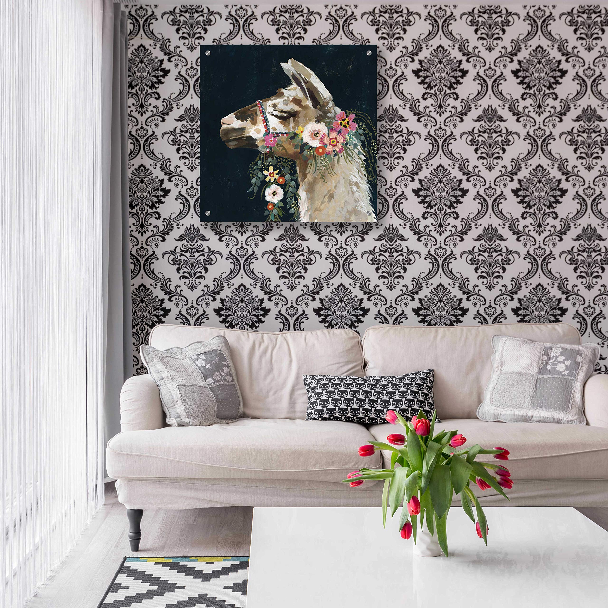 Lovely Llama II Acrylic Glass Wall Art Print by Victoria Borges - 24x24 Inch Modern Home Decor for Living Room, Bedroom & Office