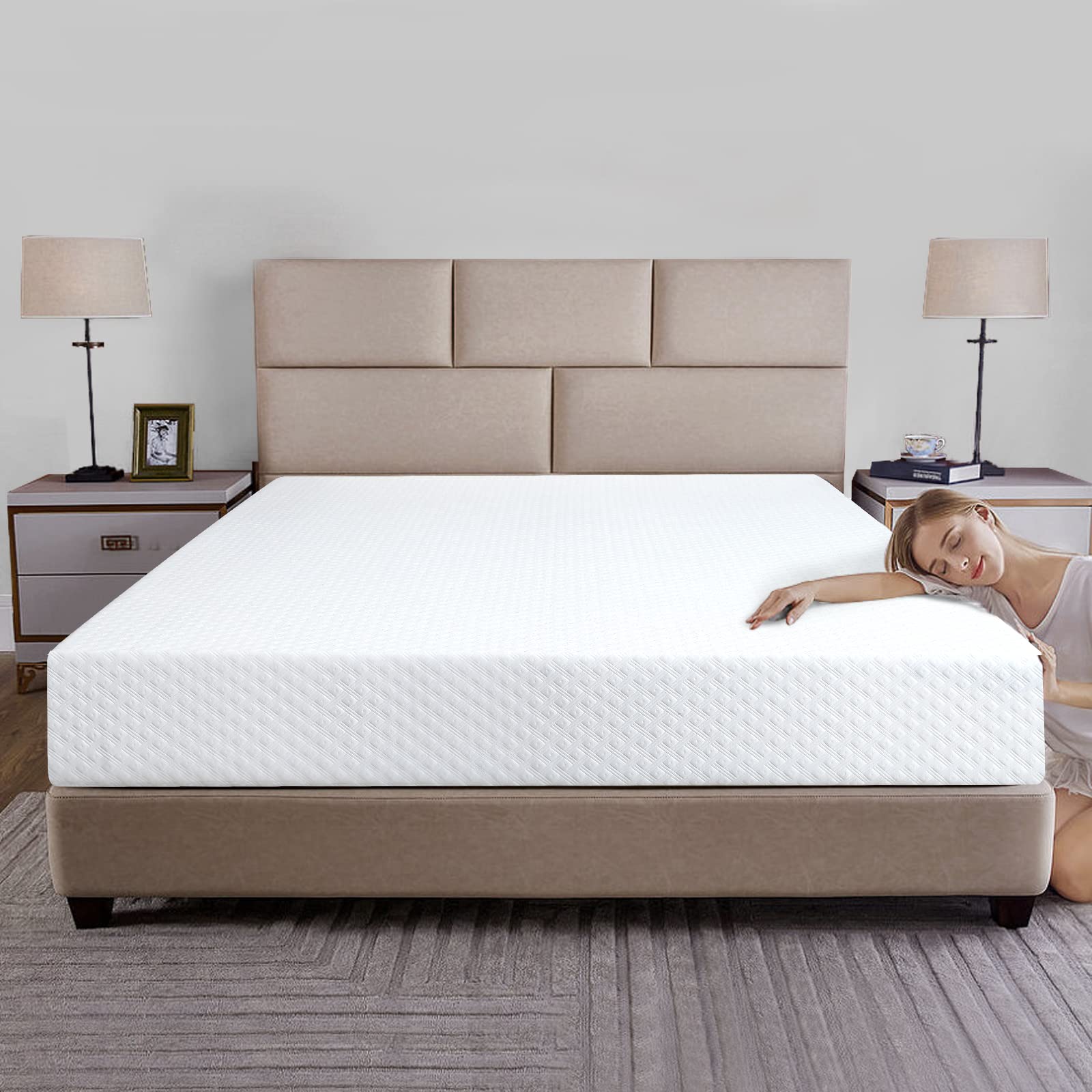 Opoiar 8 Inch Queen Mattress - Green Tea Gel Memory Foam, Medium Firmness for Pressure Relief & Support | CertiPUR-US Certified, Fiberglass-Free | Perfect for Dorm, Apartment & Home Use | Ideal for Back Sleepers & Hot Sleepers