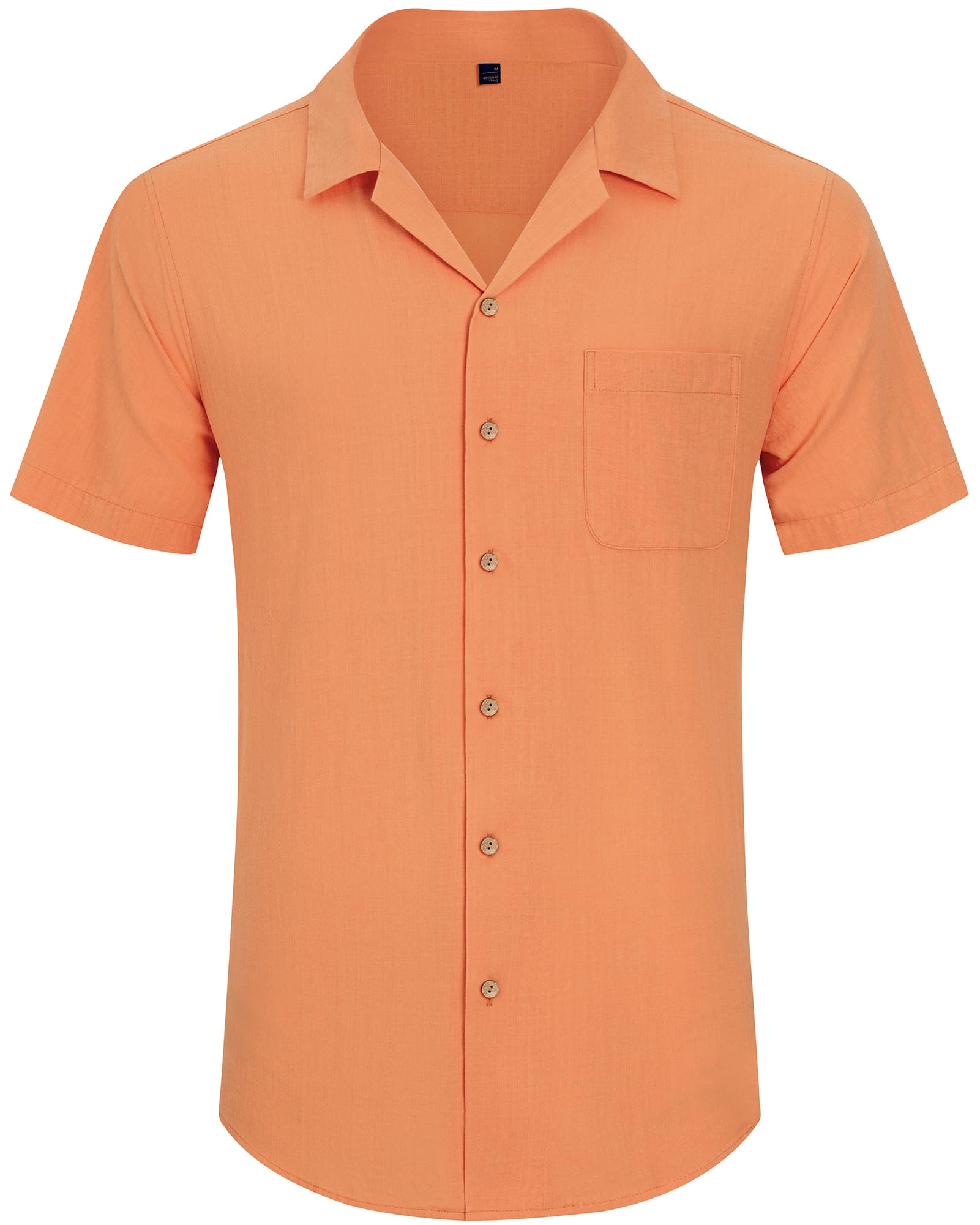 Men's Linen Shirts Short Sleeve - Breathable Cotton Button Down Shirts for Summer, Beach & Vacation - Casual Hawaiian Cuban Shirts for Outdoor Activities, Travel & Tropical Getaways
