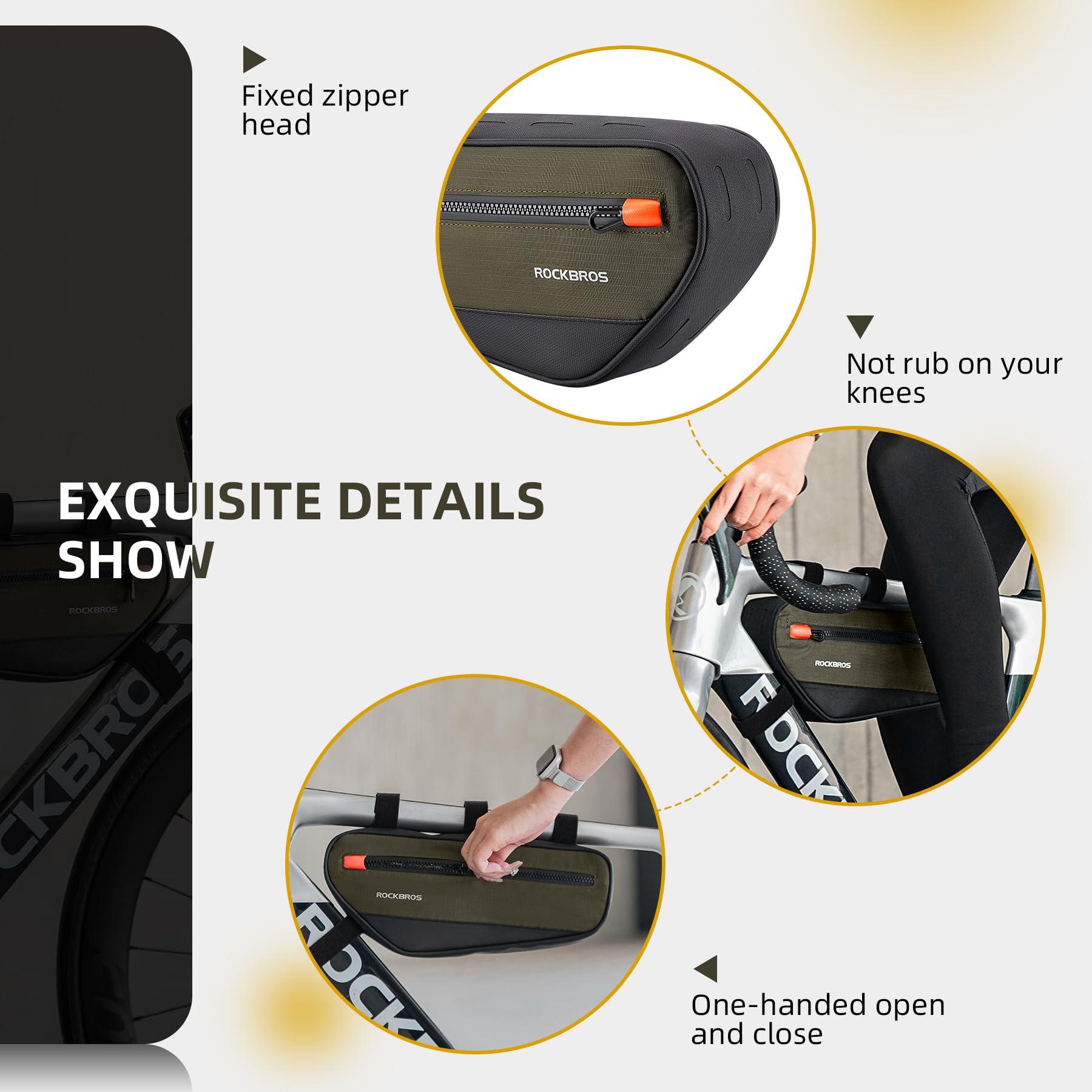 **ROCKBROS Waterproof Bike Frame Bag - 1.5L Top Tube Bicycle Bag with Large Opening Zippers for Mountain & Road Bikes | Quick Release, Durable & Lightweight | Perfect for Commuting, Cycling & Outdoor Adventures**