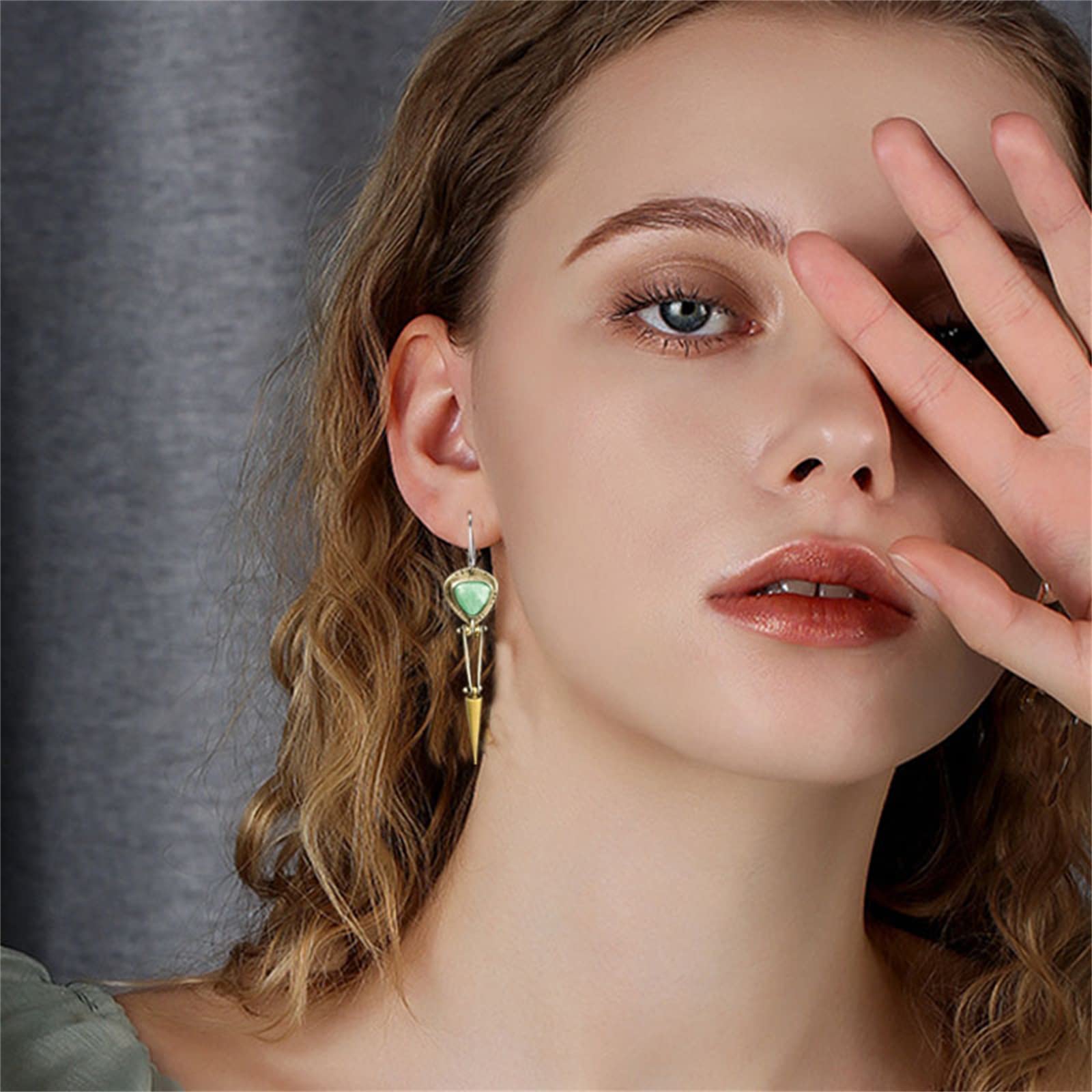 Handmade Vintage Turquoise Stone Hoop Earrings for Women - Unique Boho Chic Geometric Dangle Jewelry with Natural Gemstones | Perfect for Parties, Weddings & Boho Fashion