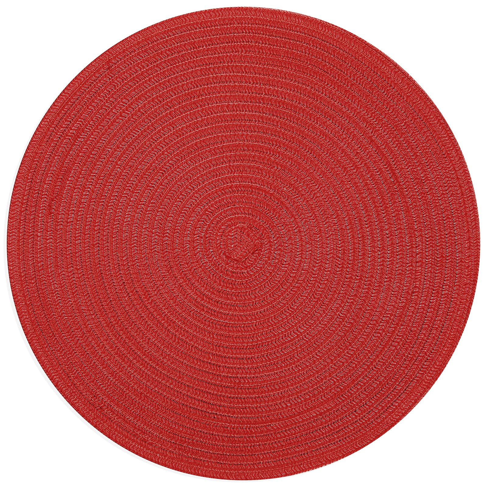 SHACOS 15 Inch Round Braided Placemats Set of 4 - Washable & Durable Table Mats for Kitchen, Dining, Home Decor - Perfect for Wedding, Party, Holiday Dinner (Red) - Ideal for Indoor & Outdoor Entertaining