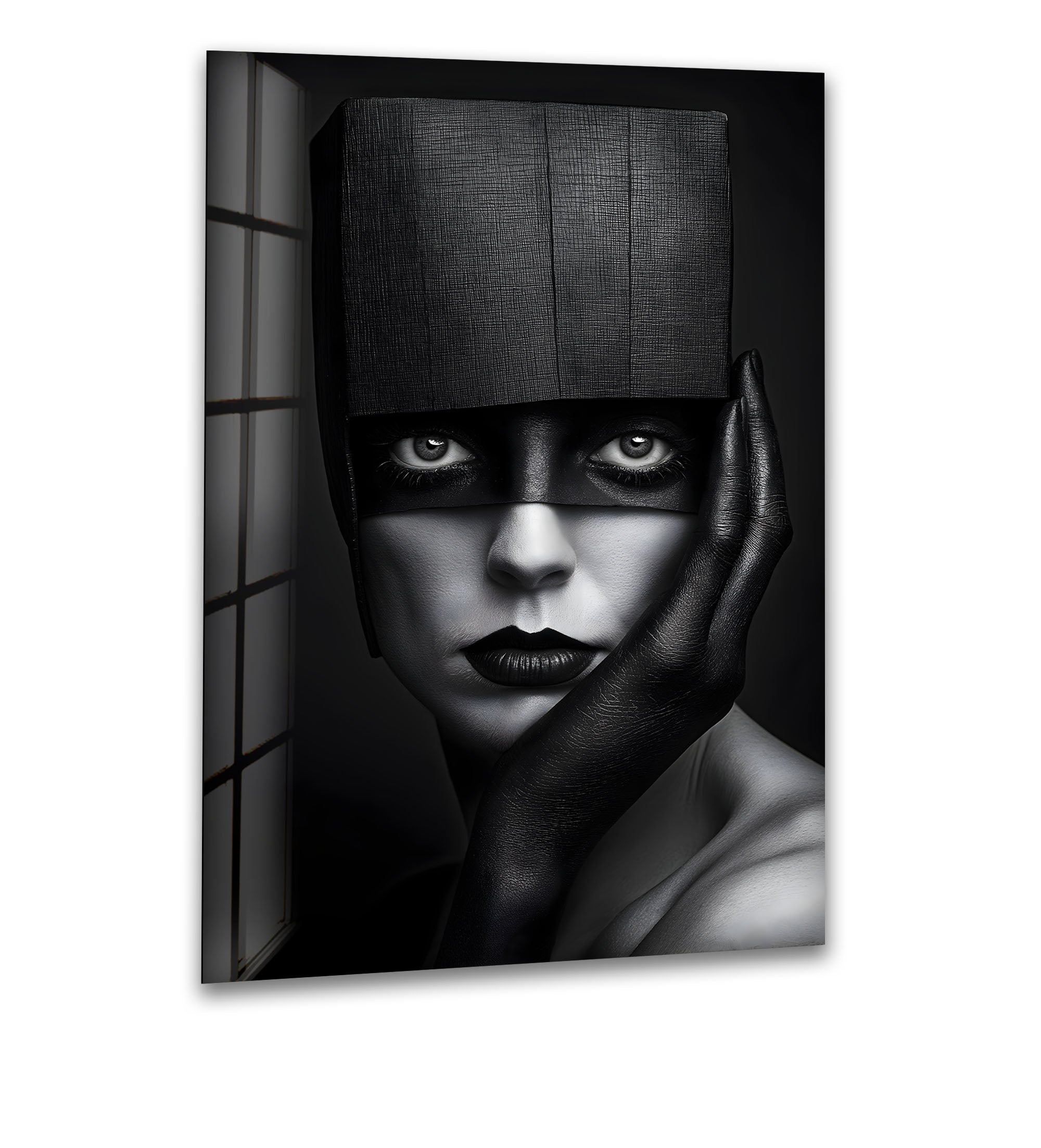 Abstract Portrait Wall Art - Modern Black & White Glass Painting for Living Room, Bedroom & Office Decor | Unique Home & Gift Idea