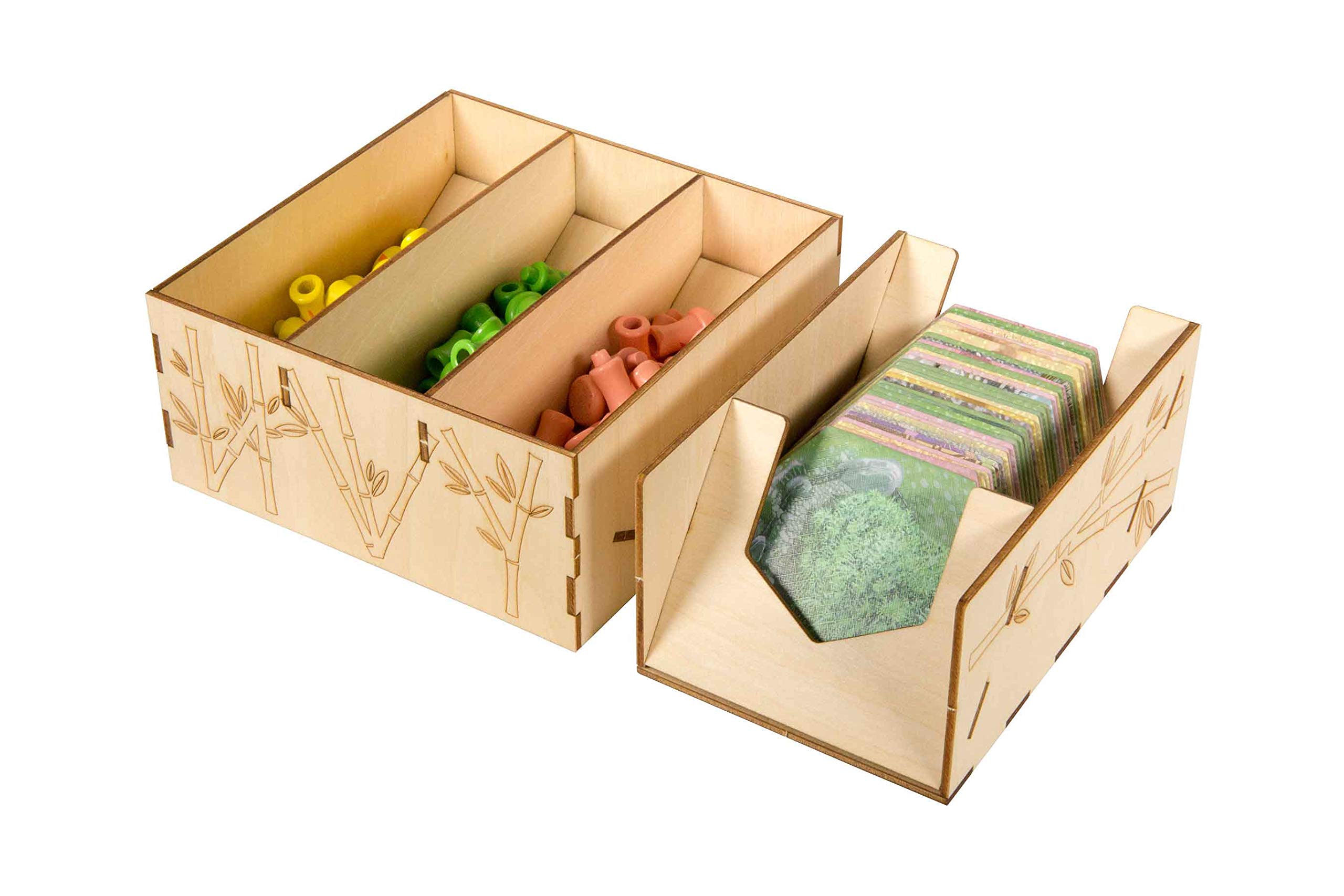 Premium Wooden Game Organizer for Takenoko Board Game - Broken Token Compatible Storage Box with Multiple Trays - Perfect for Game Night Organization & Compact Storage