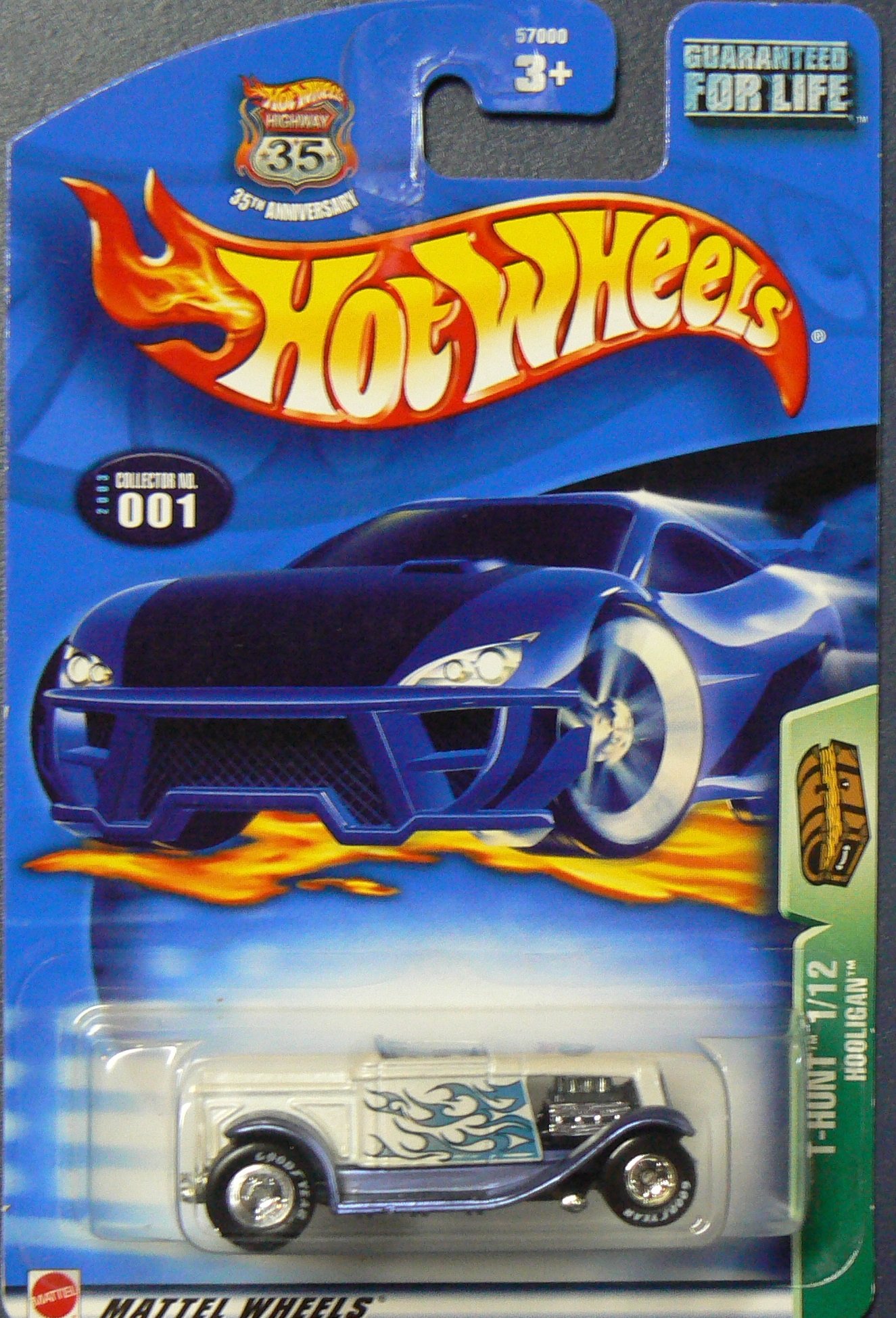 Hot Wheels Treasure Hunt 2003 Hooligan #001 1/12 Scale Die-Cast Car - Rare Collectible for Display & Racing Fun