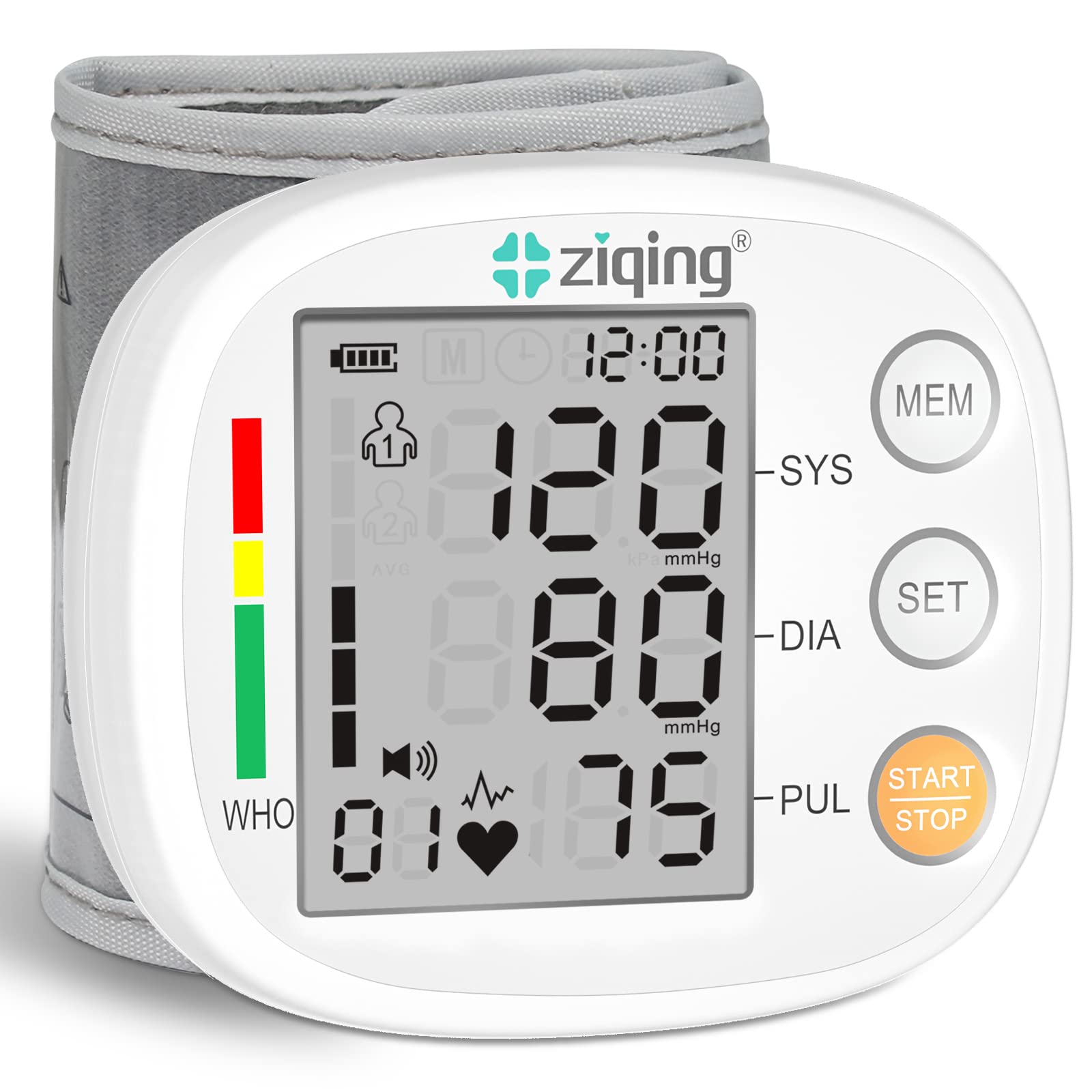 ZIQING Automatic Wrist Blood Pressure Monitor with 99x2 Memory & Irregular Heartbeat Detection - Portable BP Machine for Home Use, Travel, and Health Monitoring