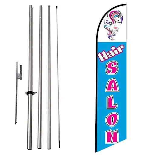 Hair Saloon Flag with Pole Kit Purple