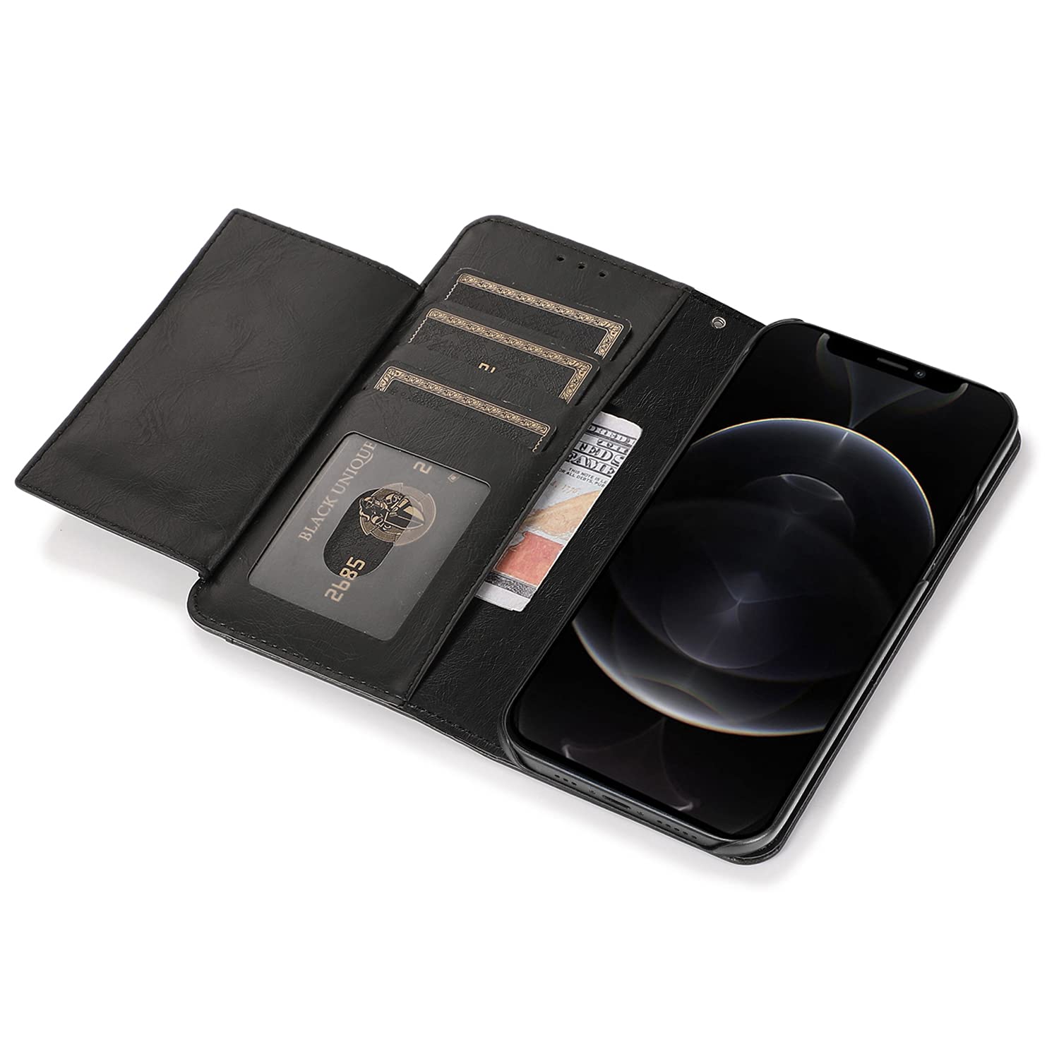 SaharaCase Genuine Leather Wallet Case for Apple iPhone 13 Pro Max 6.7