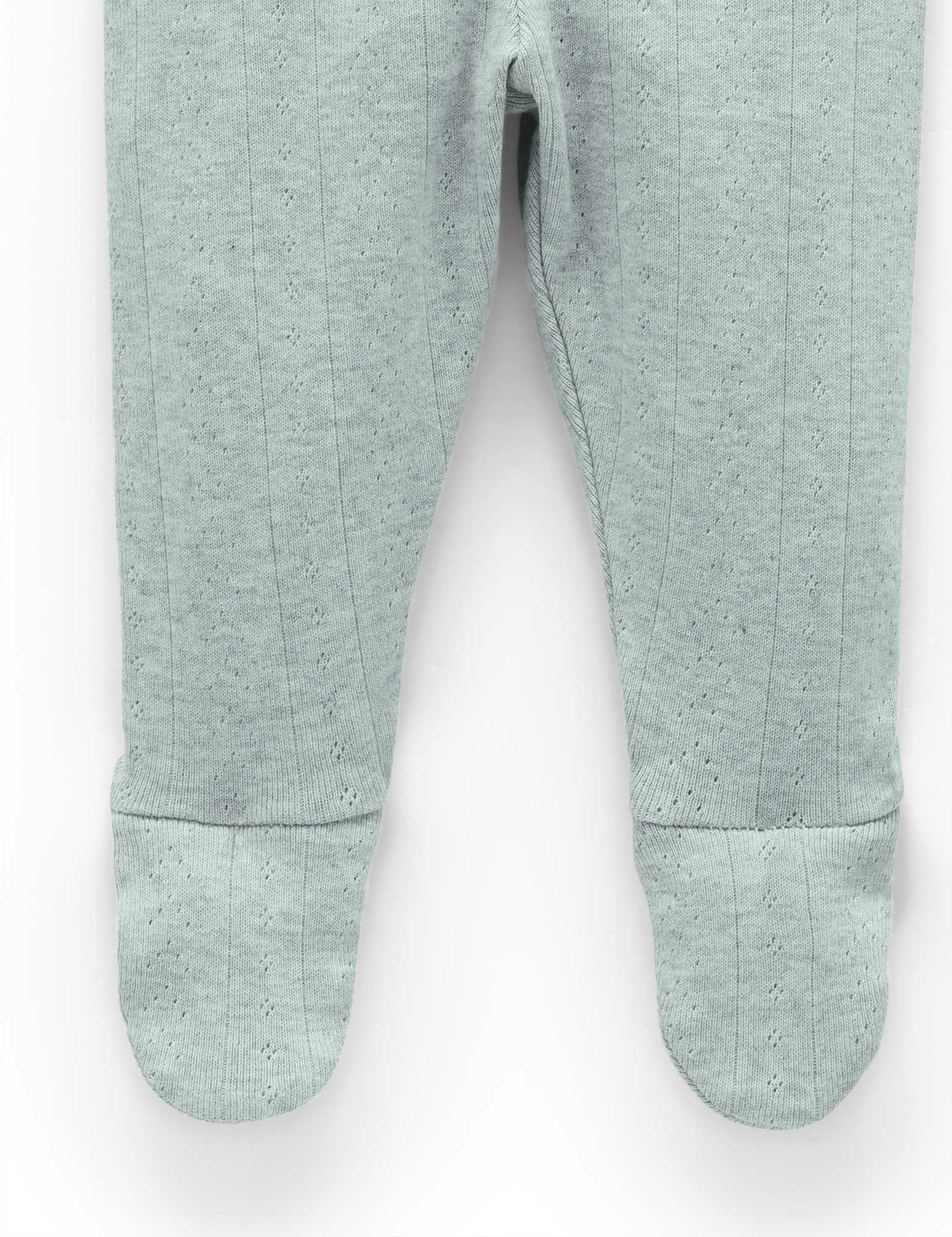 Purebaby Pointelle Footed Leggings for Baby Girls - Soft Cotton Blend Fern Melange Print - Perfect for Playtime, Outings & Photo Shoots
