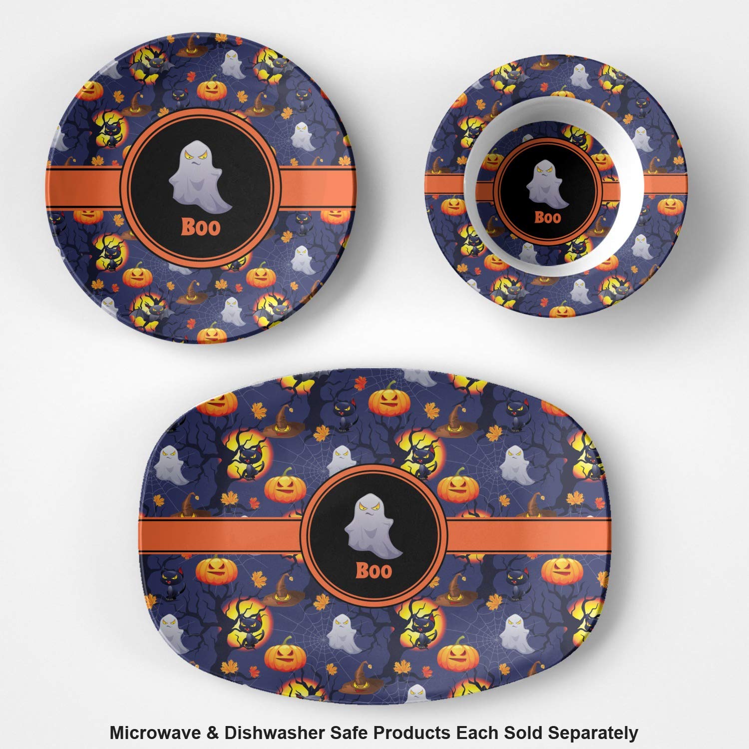 Personalized Halloween Plastic Bowl Set - Microwave Safe, Durable Composite Polymer - Perfect for Trick or Treat Candy, Party Snacks & Home Decor