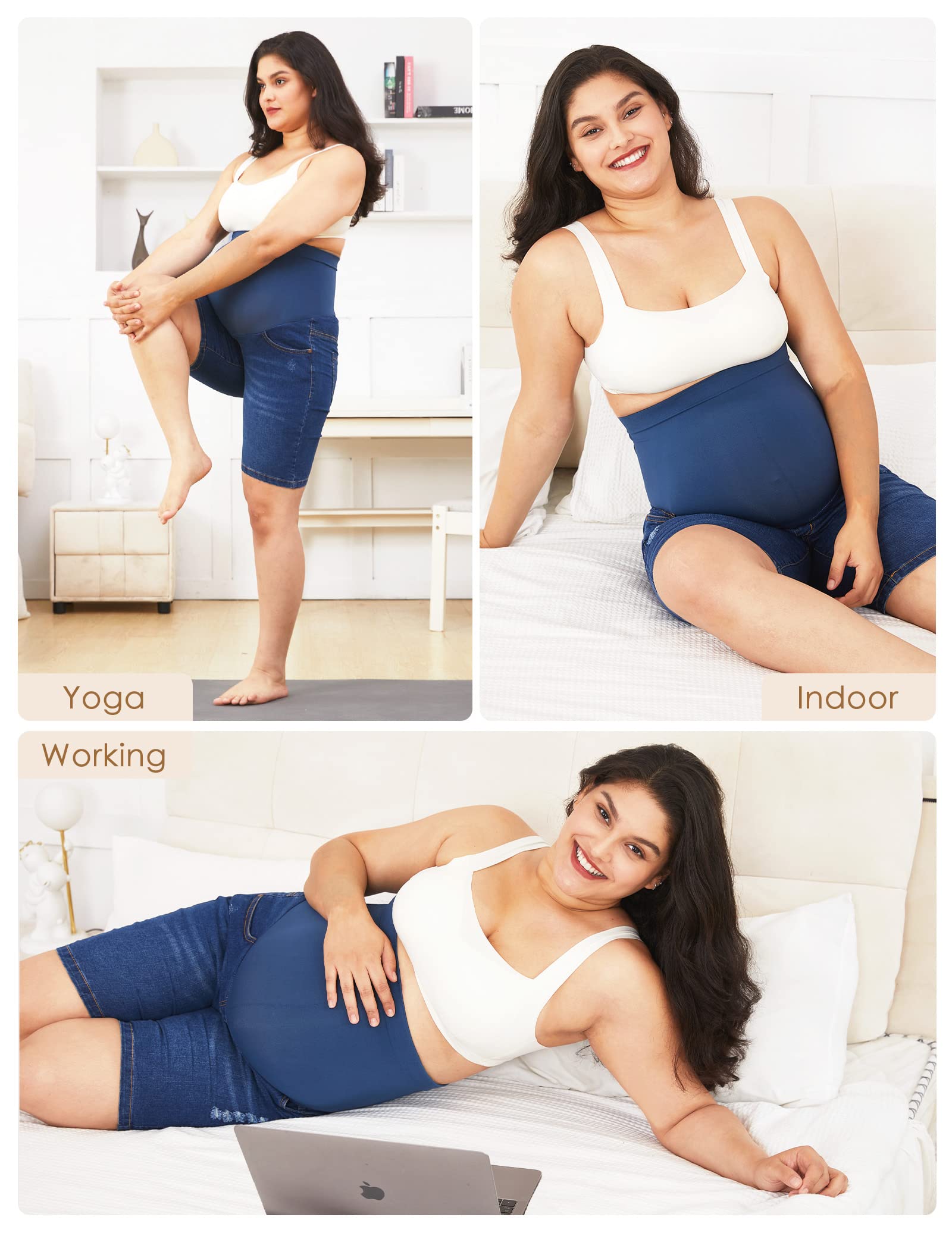 HOFISH Women's Maternity Denim Shorts - Over The Belly Stretchy Comfy Jean Shorts for Pregnancy - Casual & Workout Maternity Wear - Perfect for Summer, Walking, and Everyday Comfort