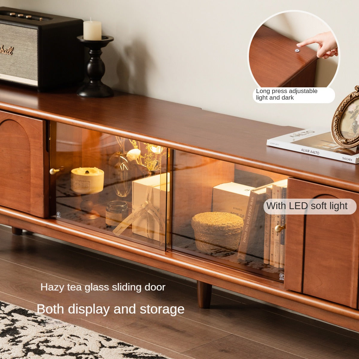 Antique Style Poplar Solid Wood TV Stand - Rustic Entertainment Center for Living Room, Bedroom & Home Theater