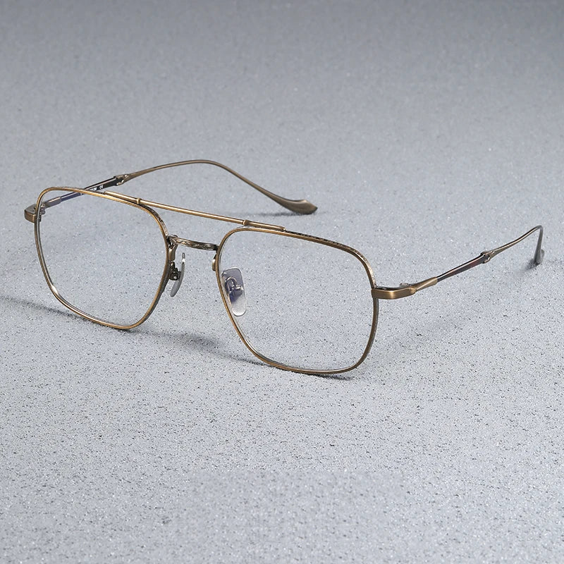 Stylish Unisex Black Titanium Eyeglasses - Full Rim Big Square Double Bridge Design B3123 | Perfect for Work, Reading & Fashion Accessories