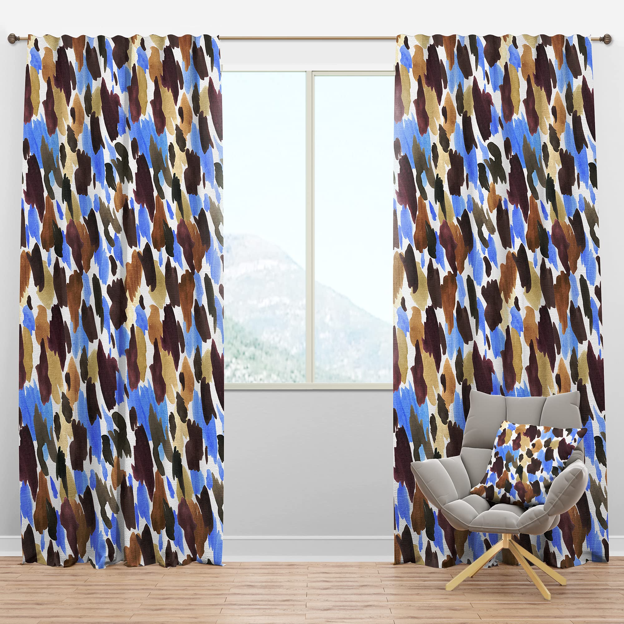 Blackout Curtains - Burgundy, Blue & Brown Leopard Print Thermal Insulated Drapes for Bedroom & Living Room (52x63 Inches, Single Panel) - Perfect for Light Blocking, Privacy & Energy Efficiency