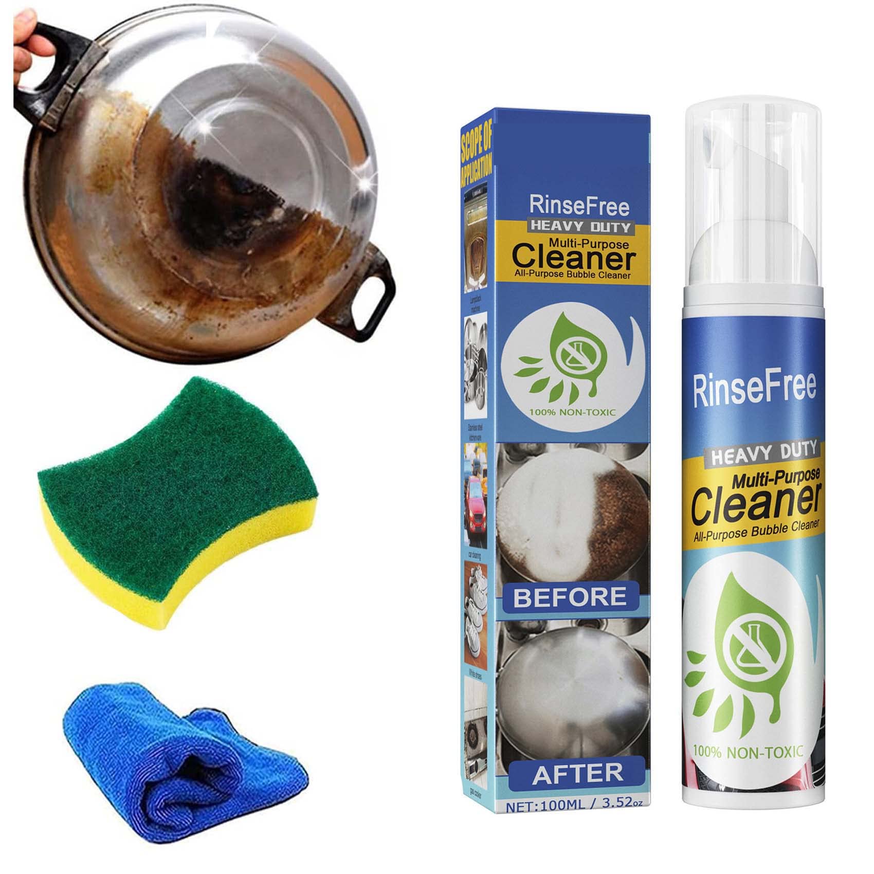 Kitchen Grease Cleaner Foam Spray - Heavy Oil Stain Remover (2Pcs) for Quick Cleaning