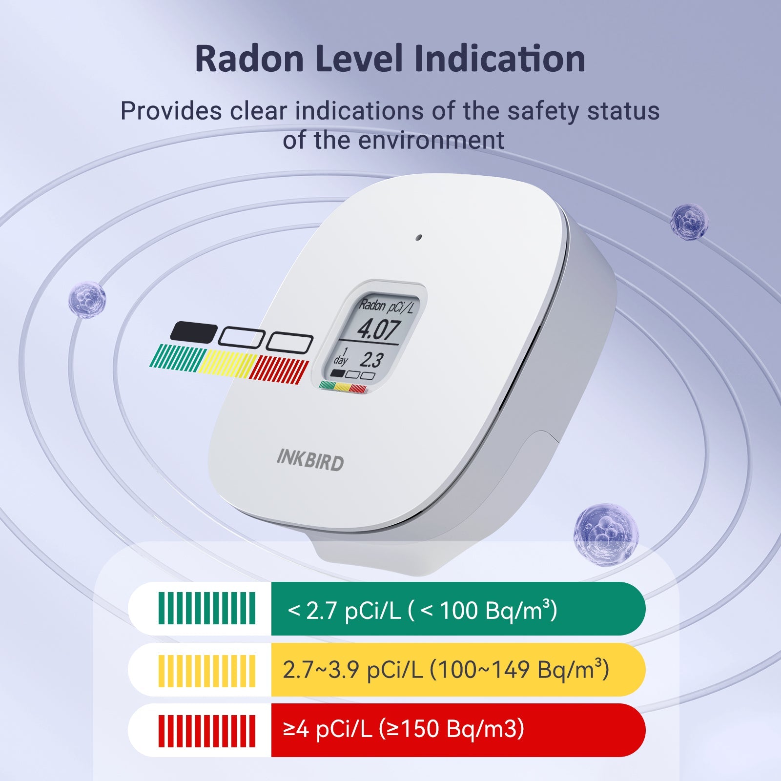 Radon Detector INK RD3 - Digital Radon Gas Monitor with Long-Term Testing | Home & Office Safety