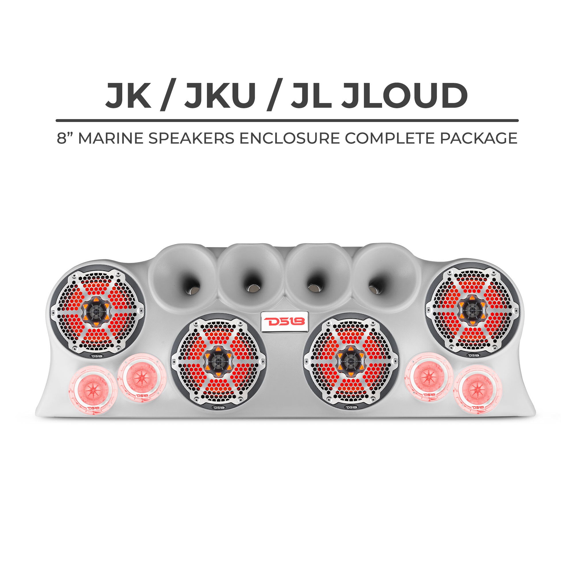 DS18 J LOUD Jeep Wrangler JK/JKU/JL Loaded Sound Bar System - High Power Car Audio Speaker for Off-Road Adventures (Black/White) - Perfect for Jeep Upgrades & Outdoor Music Experience