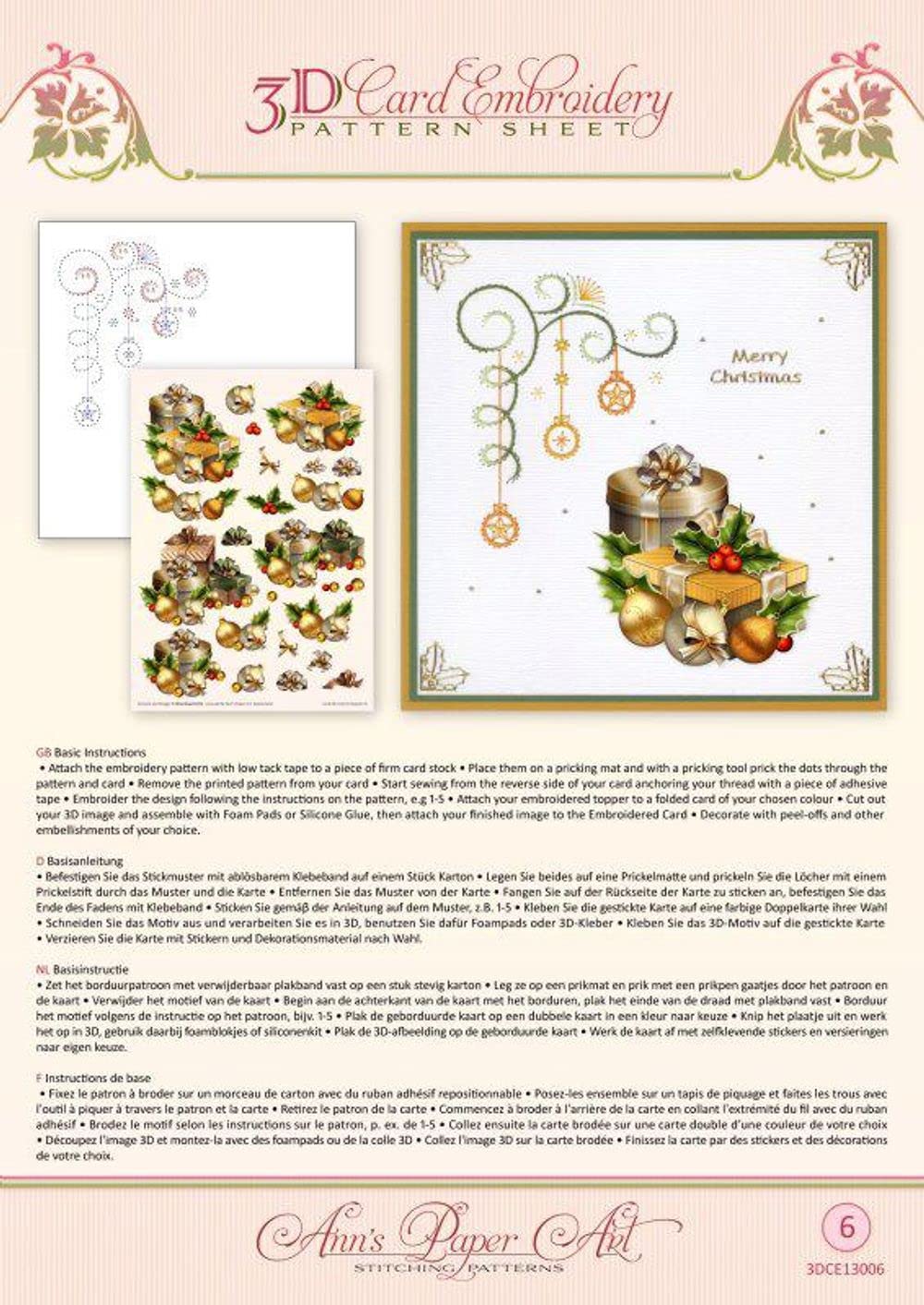 Christmas Embroidery Pattern Kit - DIY Gift for Holidays