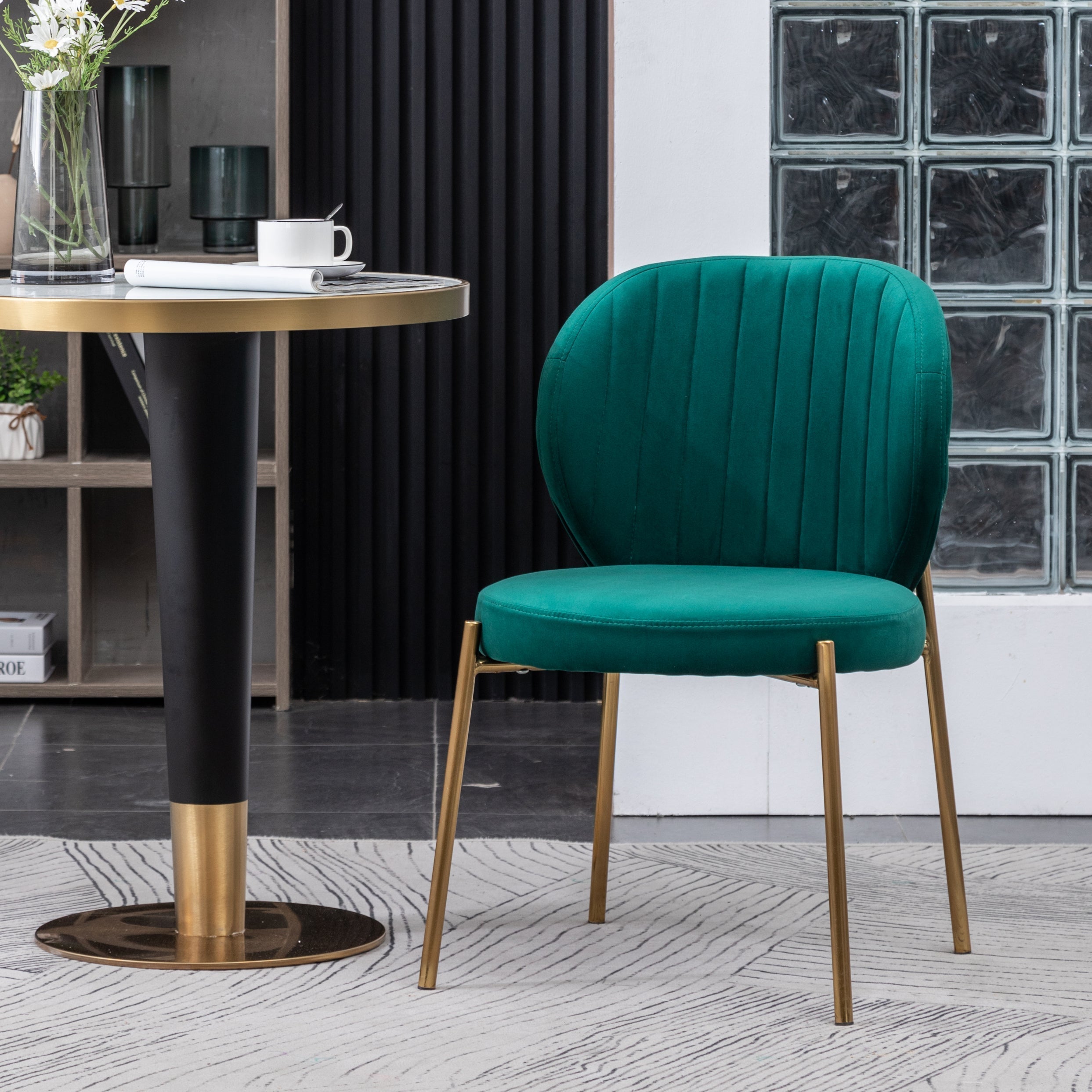 Roundhill Furniture Amoa Contemporary Velvet Upholstered Dining Chairs Set of 2 - Modern Kitchen & Dining Room Seating for Home & Restaurant