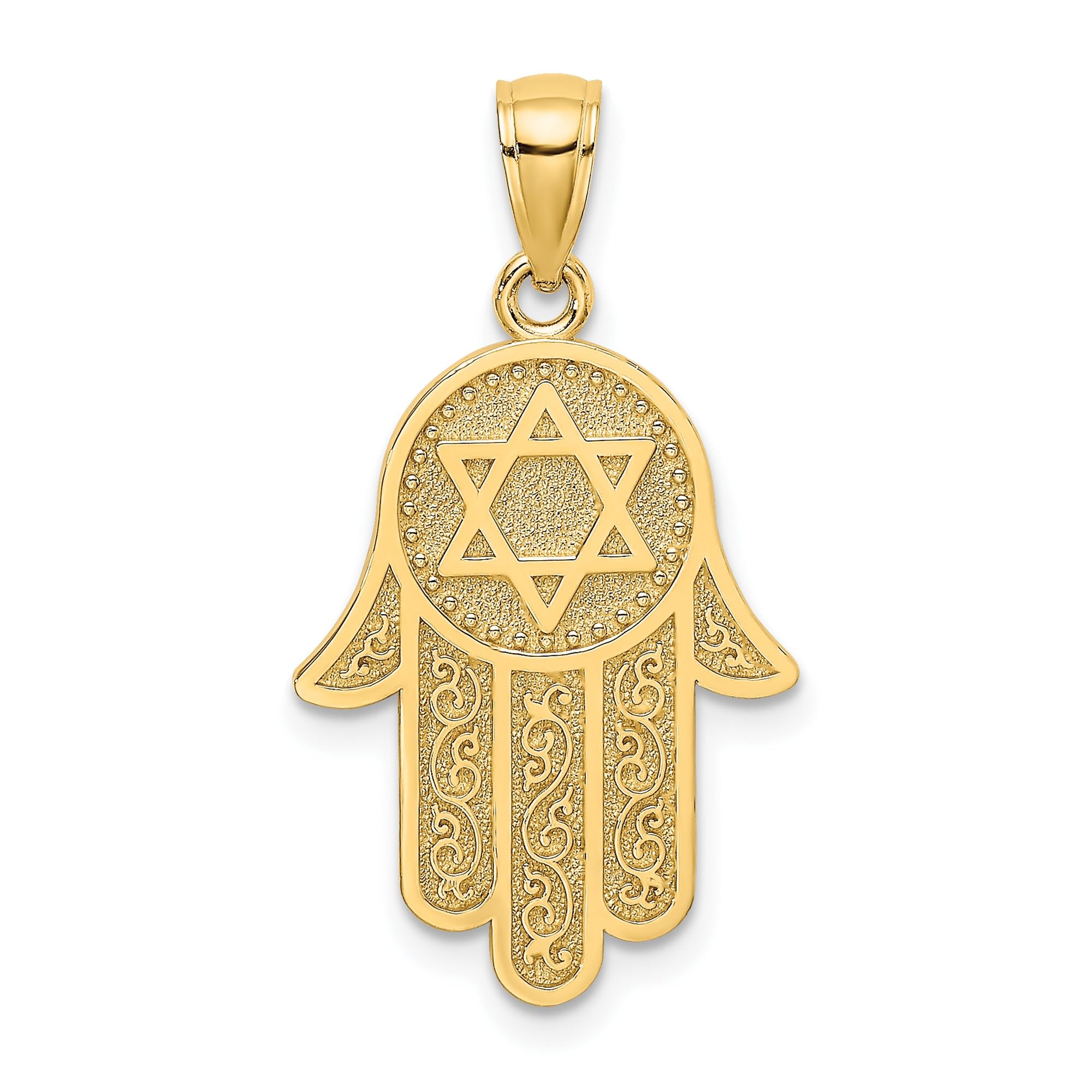 14K Solid Yellow Gold Hamsa Hand Necklace - Evil Eye Protection Pendant with Star of David | Good Luck Charm for Jewish & Spiritual Wear | Perfect for Religious Occasions, Daily Wear & Gift Giving