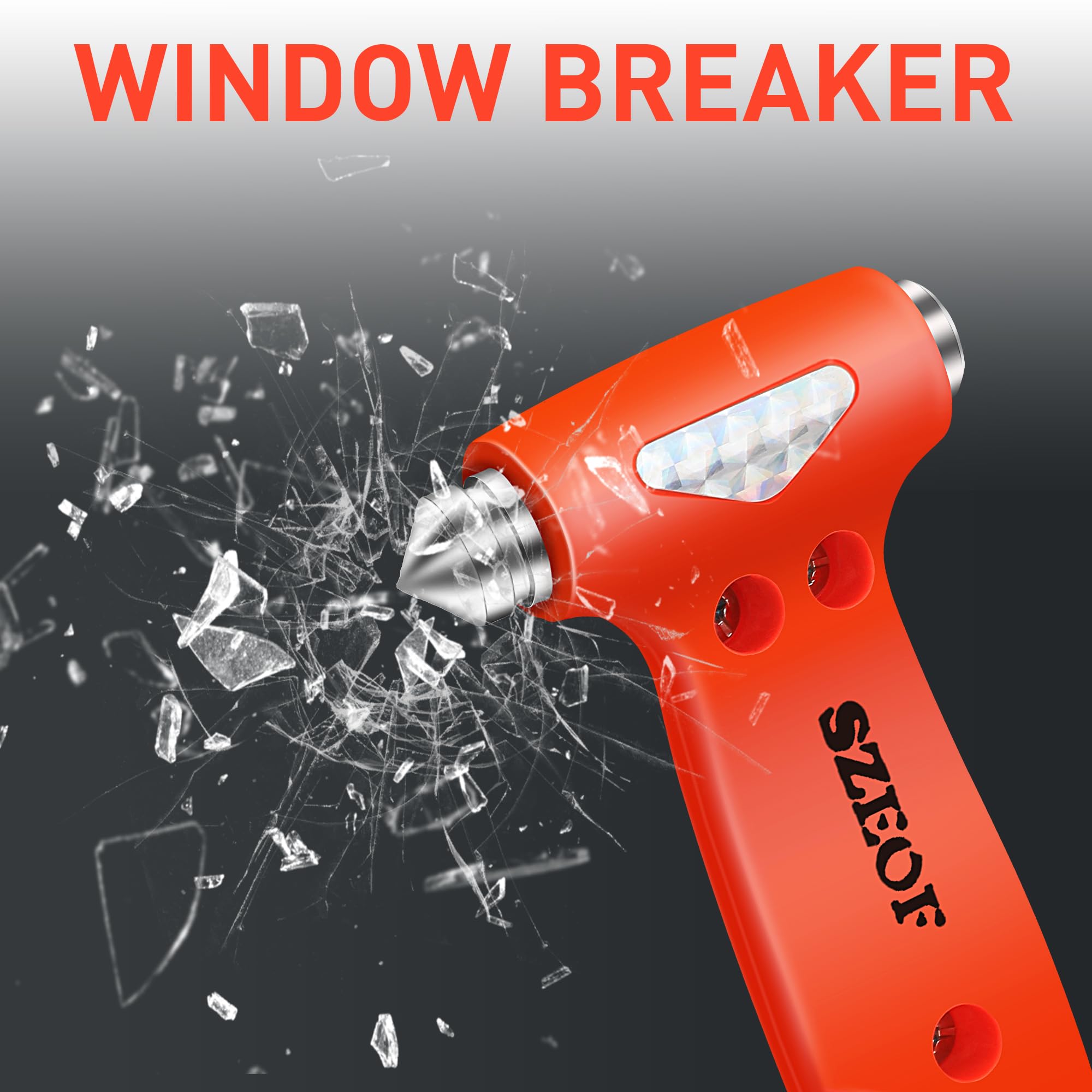 2 Packs Car Safety Hammer with Seatbelt Cutter, Multifunctional Car Escape Tool for Emergency, Automotive Window Breaker for Family Safety, Orange - Essential for Roadside Emergencies and Vehicle Accidents
