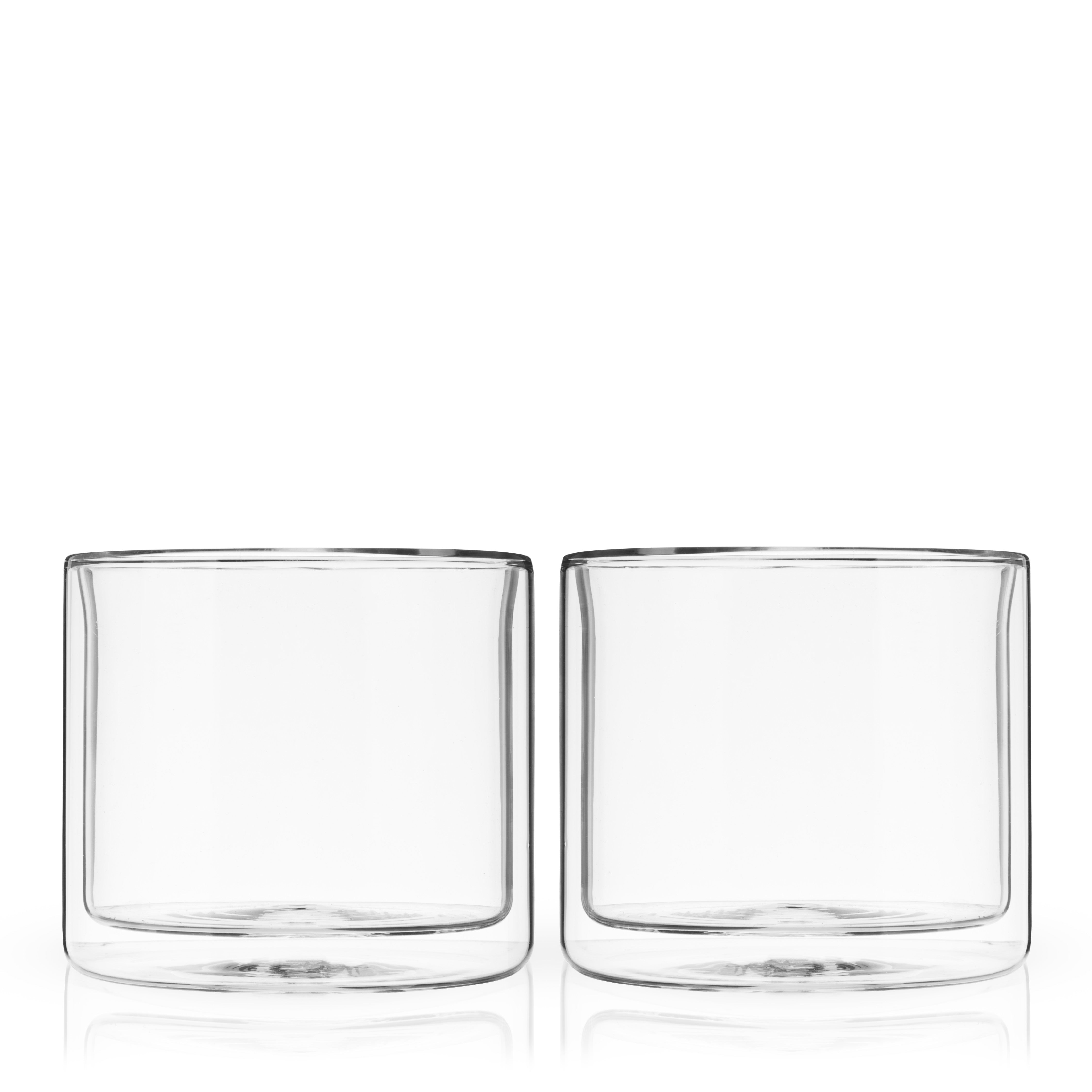 Premium Double Walled Old Fashioned Whiskey Glasses Set of 2 - Heavy Base Cocktail Glasses for Bourbon, Scotch & Whiskey - Perfect for Home Bar, Gifts & Entertaining