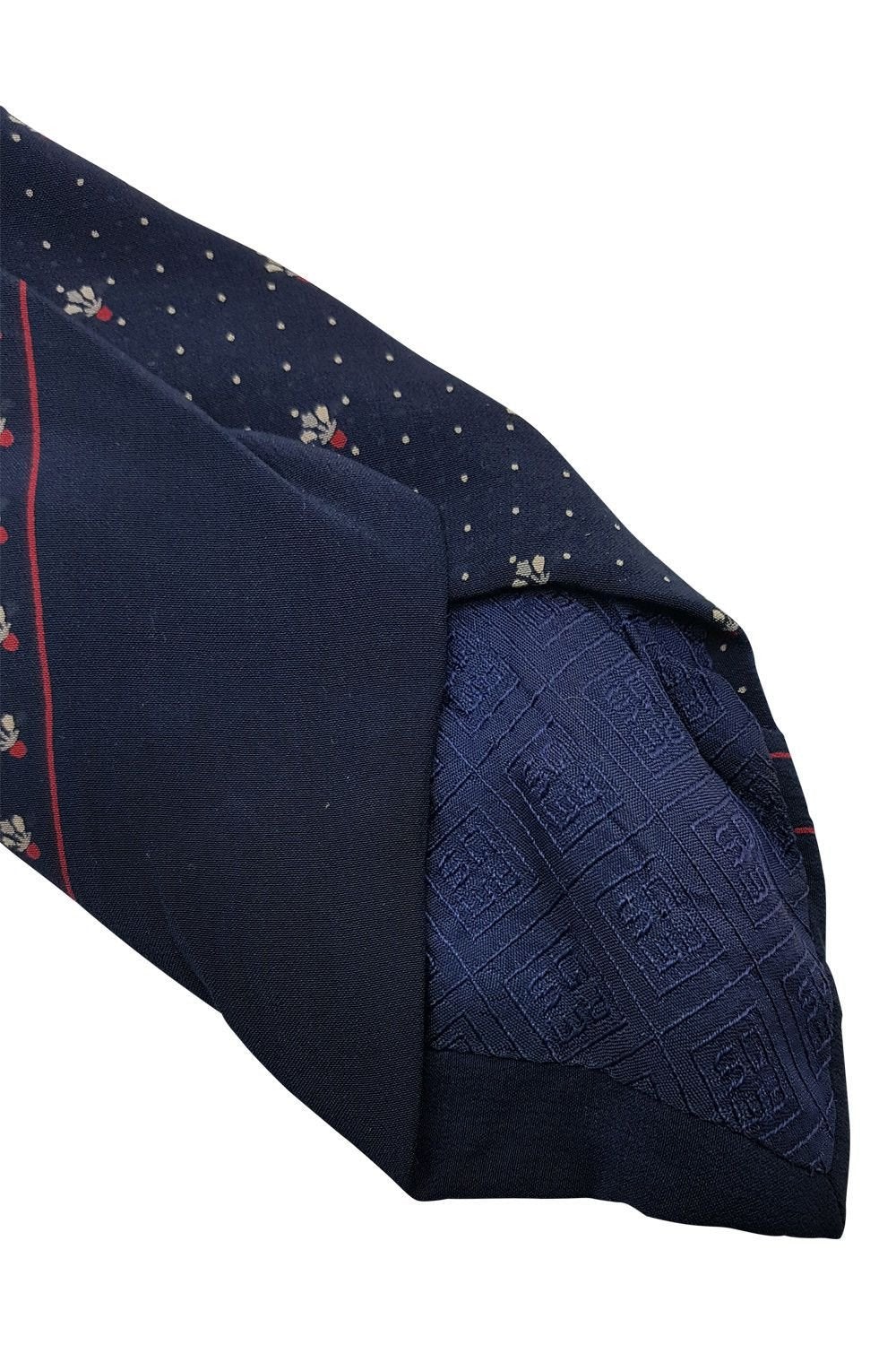 GRES 100% Silk Blue Fleur De Lis Print Necktie - 58