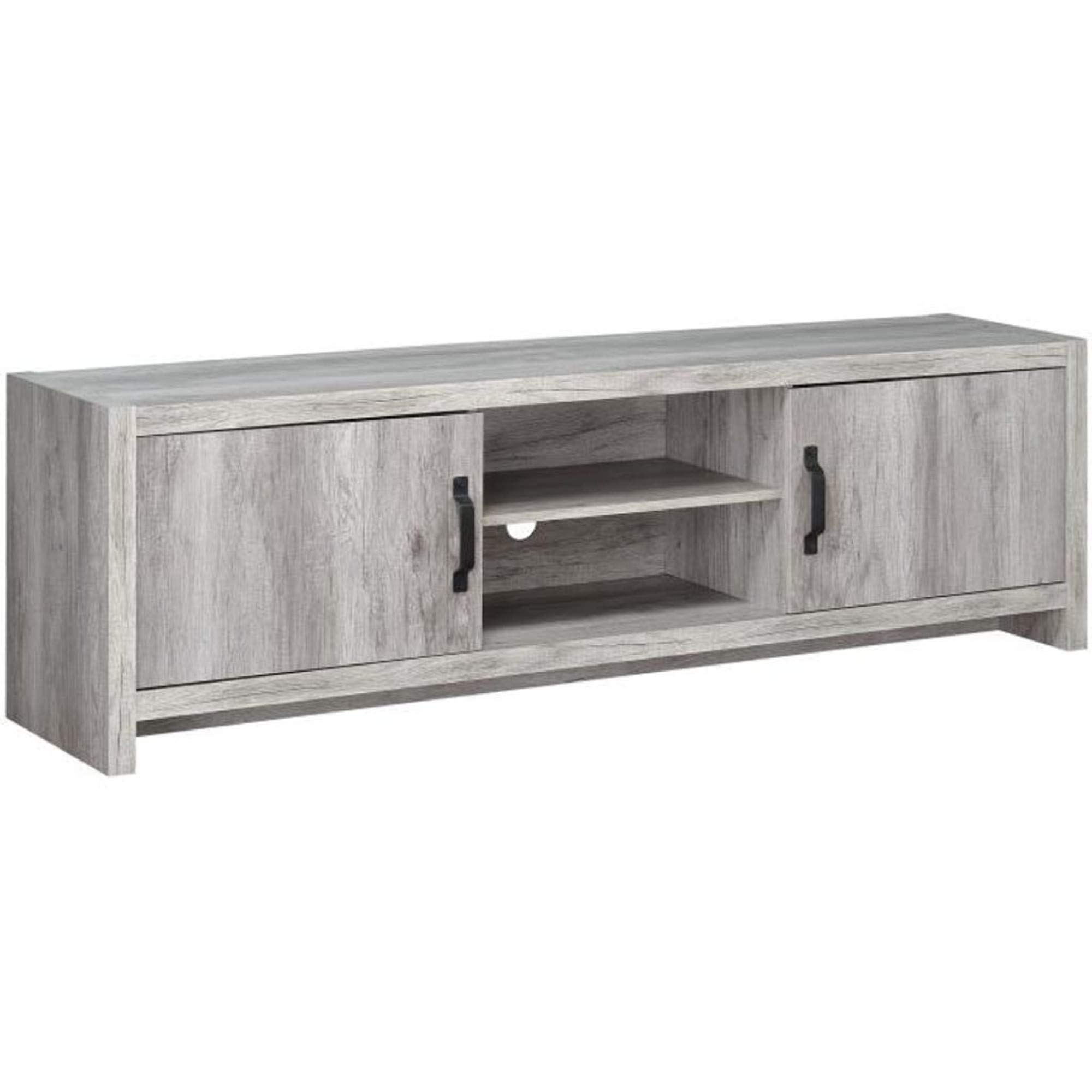 Benjara Marvelous Driftwood TV Console - Gray Wooden Entertainment Center for Living Room, Bedroom & Home Theater | Rustic Modern Furniture with Storage Shelves