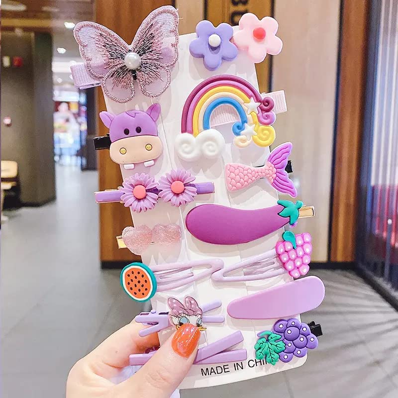 Unicorn Ice Cream Hair Clips Set for Girls - 14 Pcs Korean Hair Accessories for Toddler & Kids - Party & Daily Use