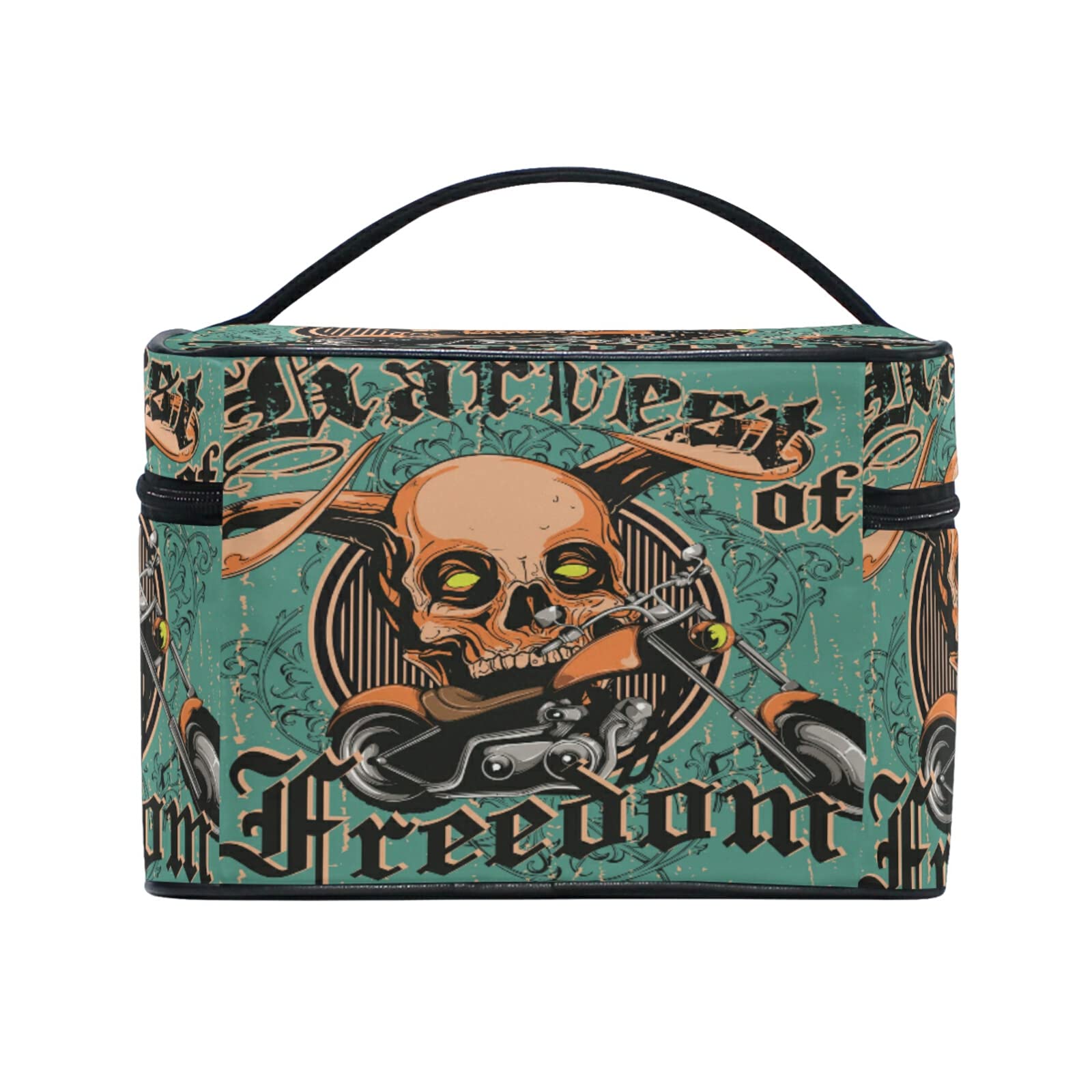 Vintage Skull Makeup Bag for Women - Retro Cosmetic Pouch & Toiletry Travel Case - Perfect for Travel, Gym, and Everyday Use