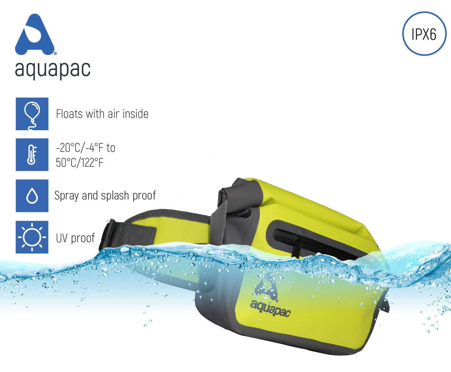 Aquapac TrailProof Waterproof Waist Pack - Hands-Free Waterproof Fanny Pack for Hiking, Running & Outdoor Adventures - Keep Essentials Dry During Rainy Weather & Water Sports