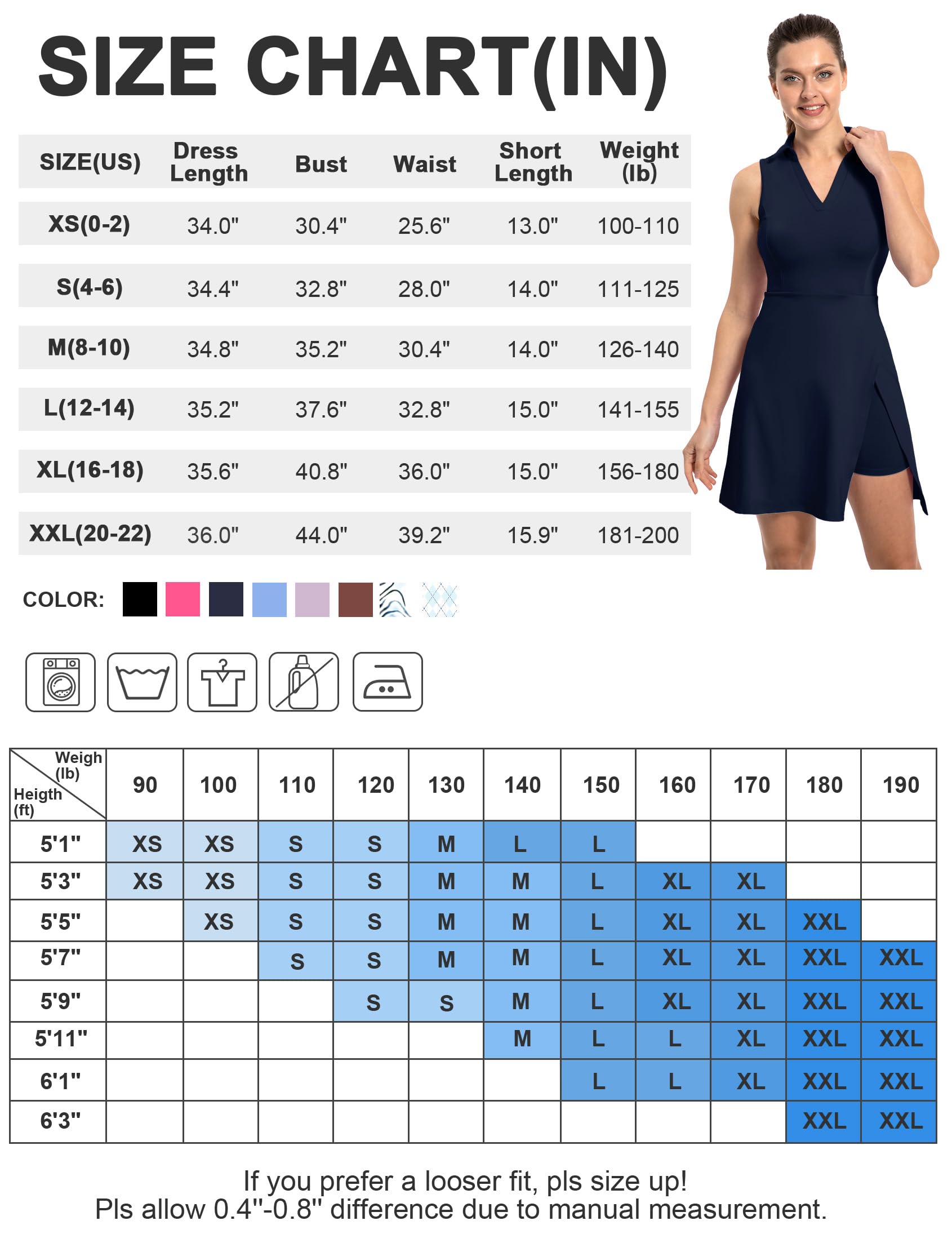 Women's Tennis & Golf Dress with Shorts & Pockets - Lightweight UPF 50+ Athletic Two-Piece Polo Dress for Summer Sports | Perfect for Tennis Matches, Golf Outings & Outdoor Activities