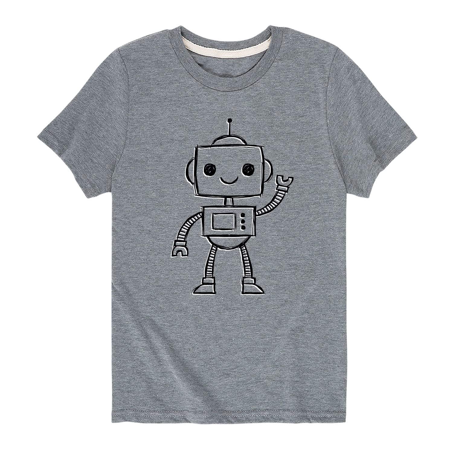 Robot Sketch Graphic T-Shirt for Toddlers & Kids - Soft Cotton Short Sleeve Tee - Fun Playdate & School Outfit