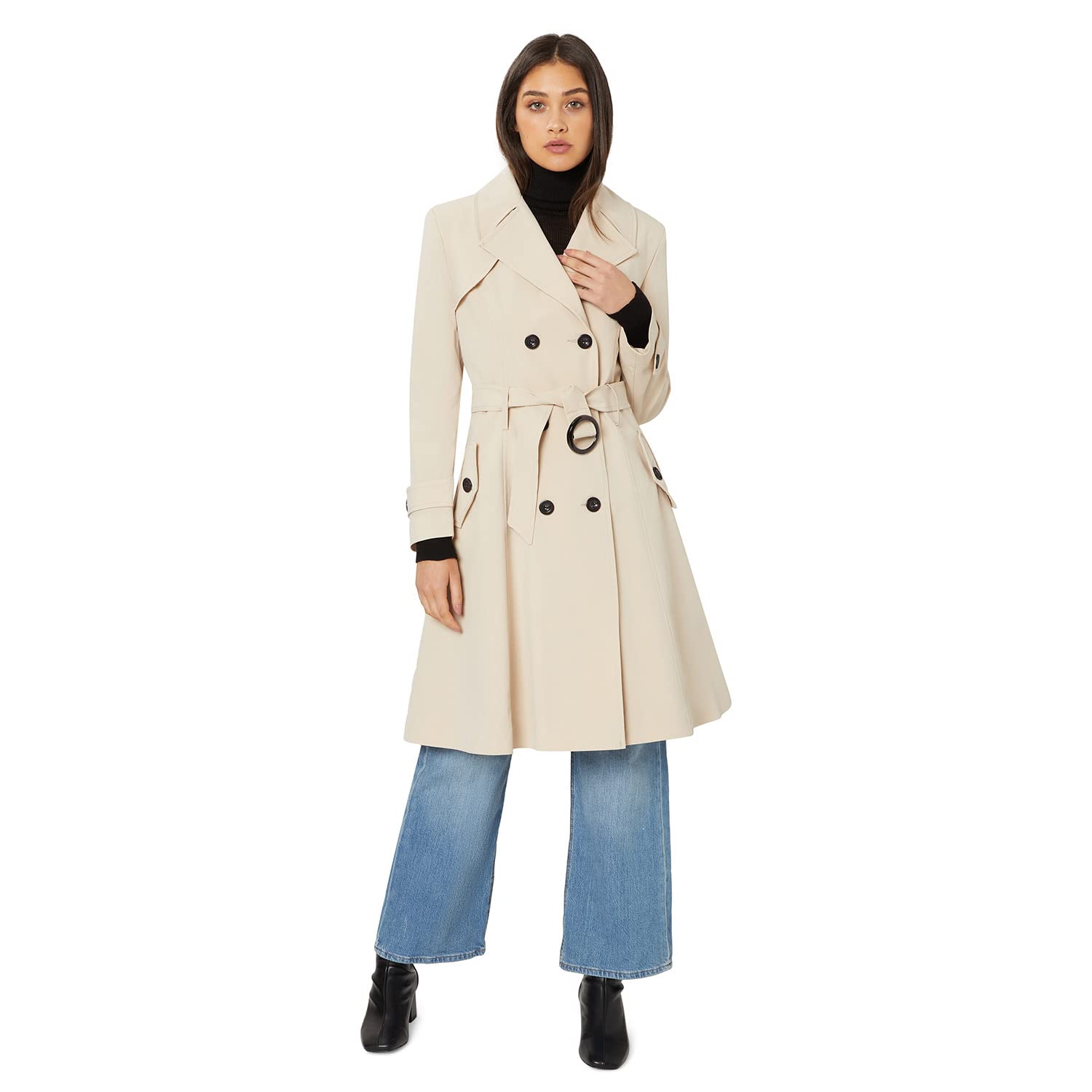 De la Creme Women's Spring Belted Trench Coat - Waterproof Lightweight Jacket for Work, Travel & Everyday Wear
