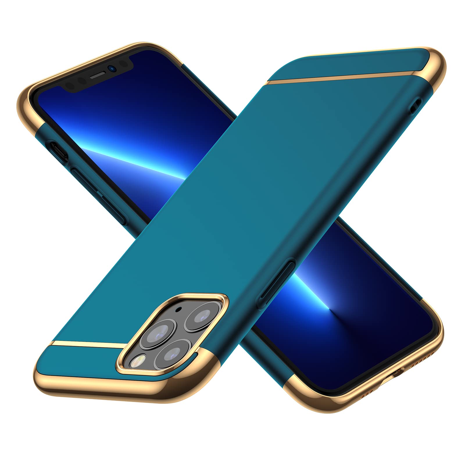 Ultra Thin iPhone 11 Pro Max Case (6.5 Inch 2019) - 3 in 1 Slim Hard Cover with Non-Slip Matte Finish & Electroplated Frame | Shockproof Protection | Perfect for Work, Travel & Everyday Use - Dark Green