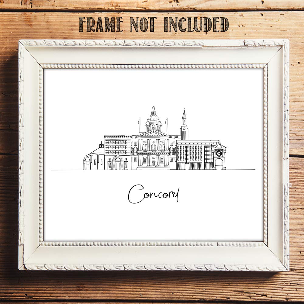Concord Wall Art Print - 11x14 Skyline Drawing for Bedroom Decor