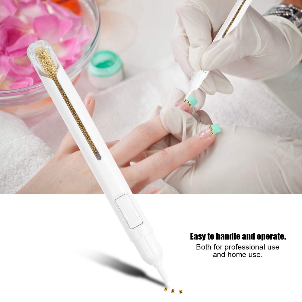 **Metal Nail Art Pen with Beads - DIY Manicure Decorations & Nail Design Kit for Professional Nail Art (Gold) | Perfect for Nail Salons, Home Manicures & Creative Nail Designs**